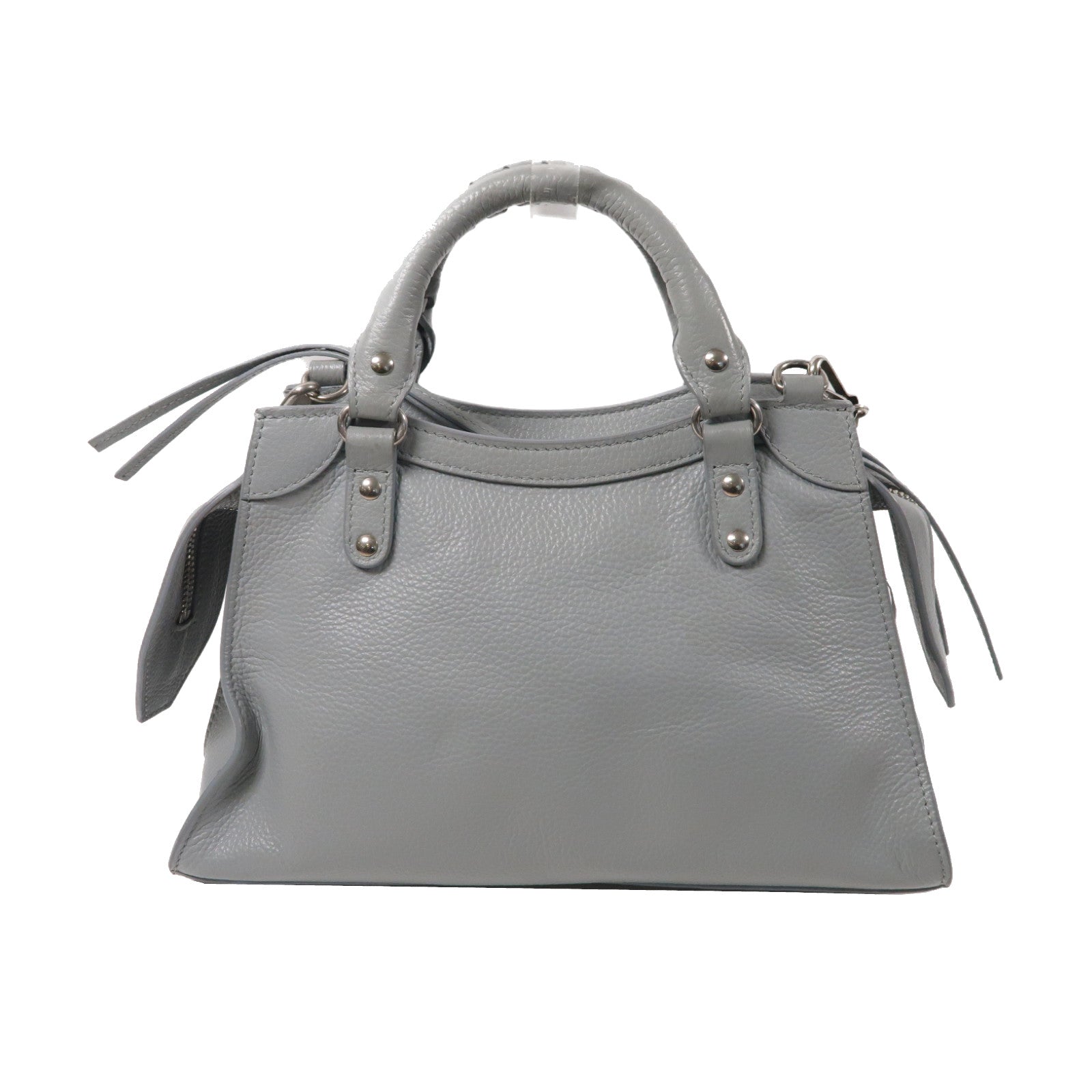 BALENCIAGA 牛皮皮革Classic City Mini銀扣手挽肩背兩用袋灰色