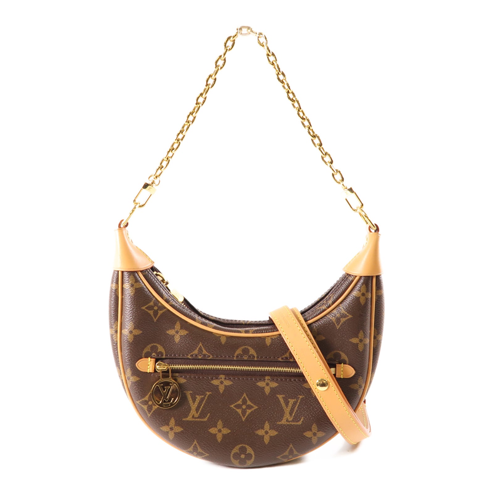 LOUIS VUITTON Monogram Loop金扣手挽肩背兩用袋棕色