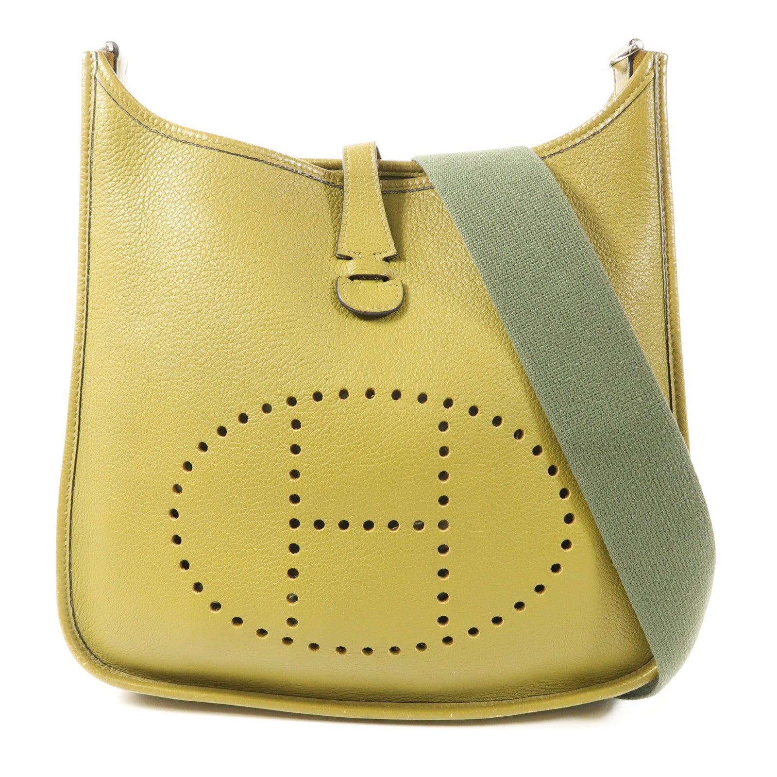HERMES Clemence皮革Evelyne PM銀扣肩背袋