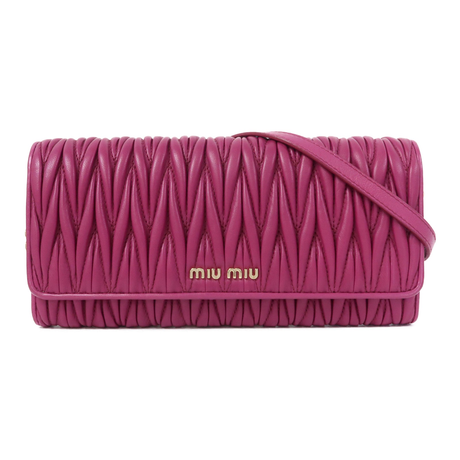 Miu Miu 羊皮皮革Chain Shoulder金扣鏈帶肩背袋紫色
