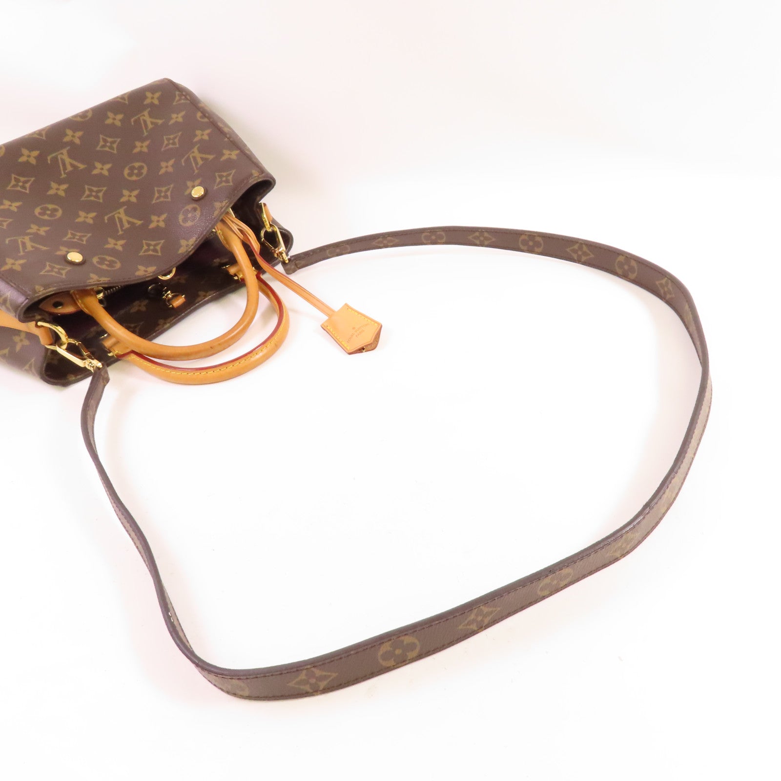 LOUIS VUITTON Monogram Montaigne BB金扣手挽肩背兩用袋啡色