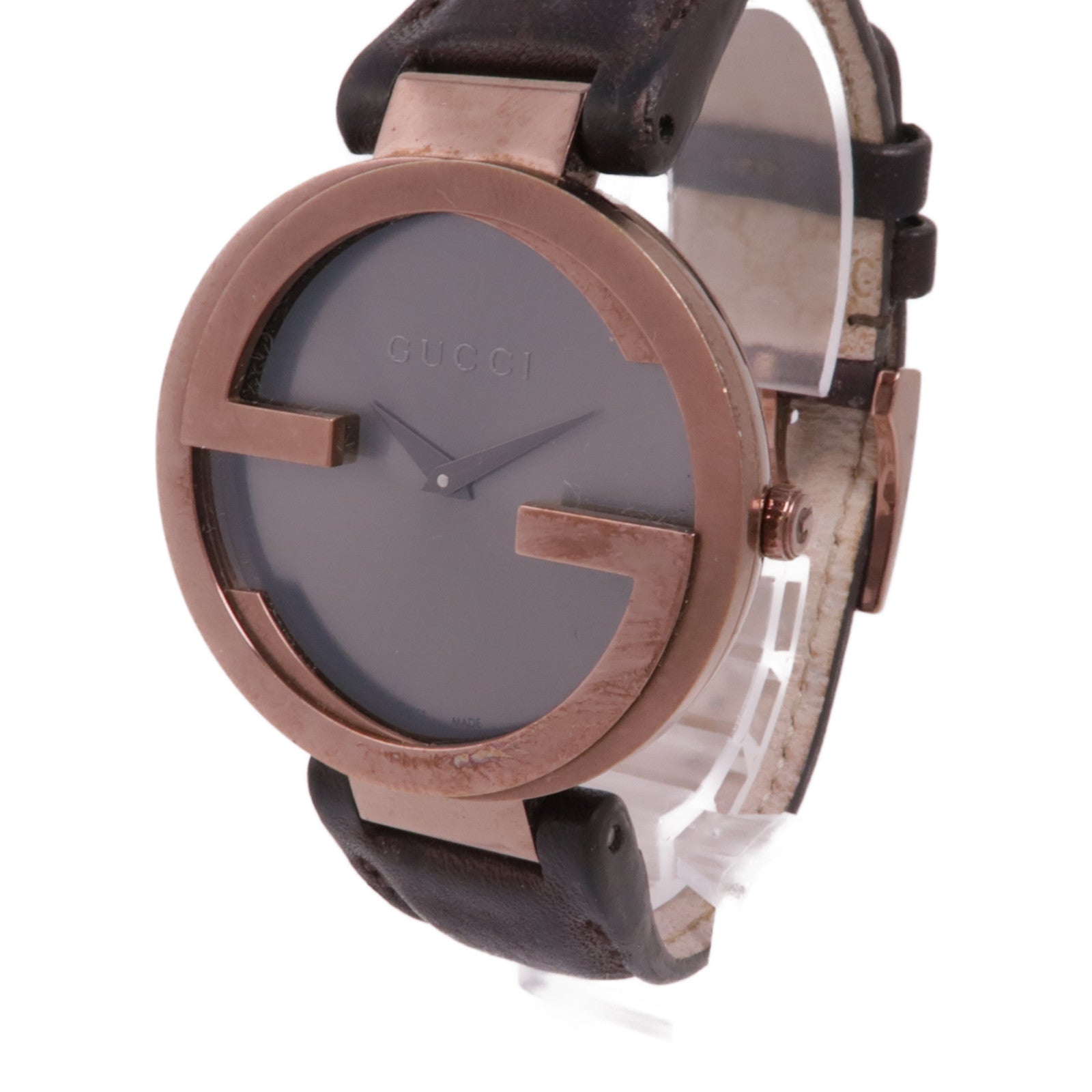 GUCCI Interlocking G 133.3 Quartz Watch Stainless Steel Silver Copper