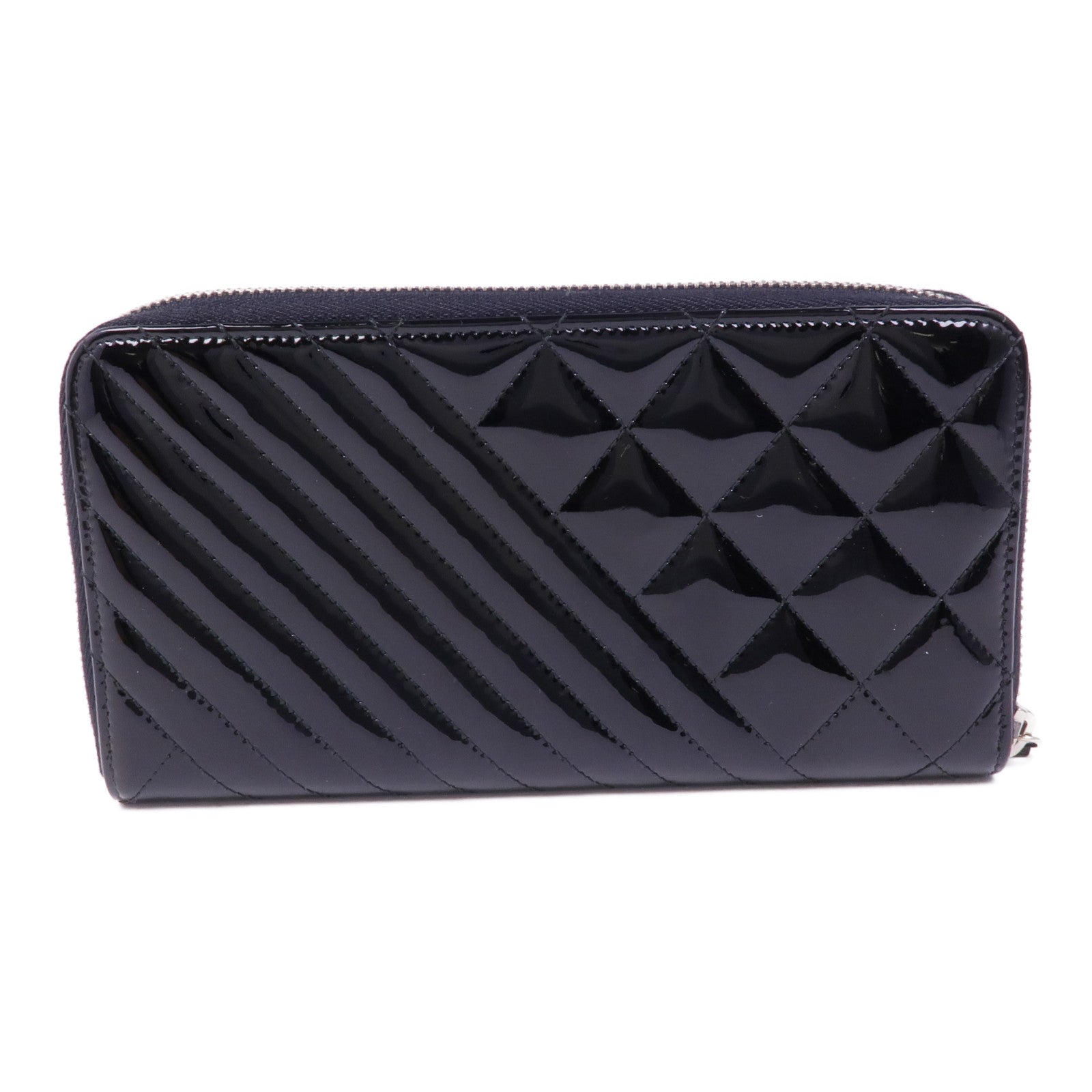 CHANEL 漆皮皮革Round Long Wallet銀扣長錢包