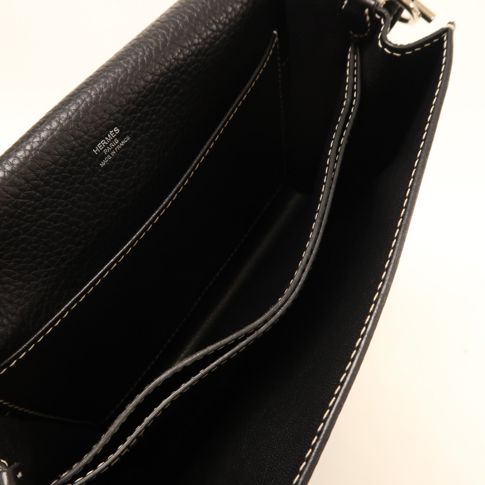 HERMES Clemence皮革Roulis 23肩背袋黑色