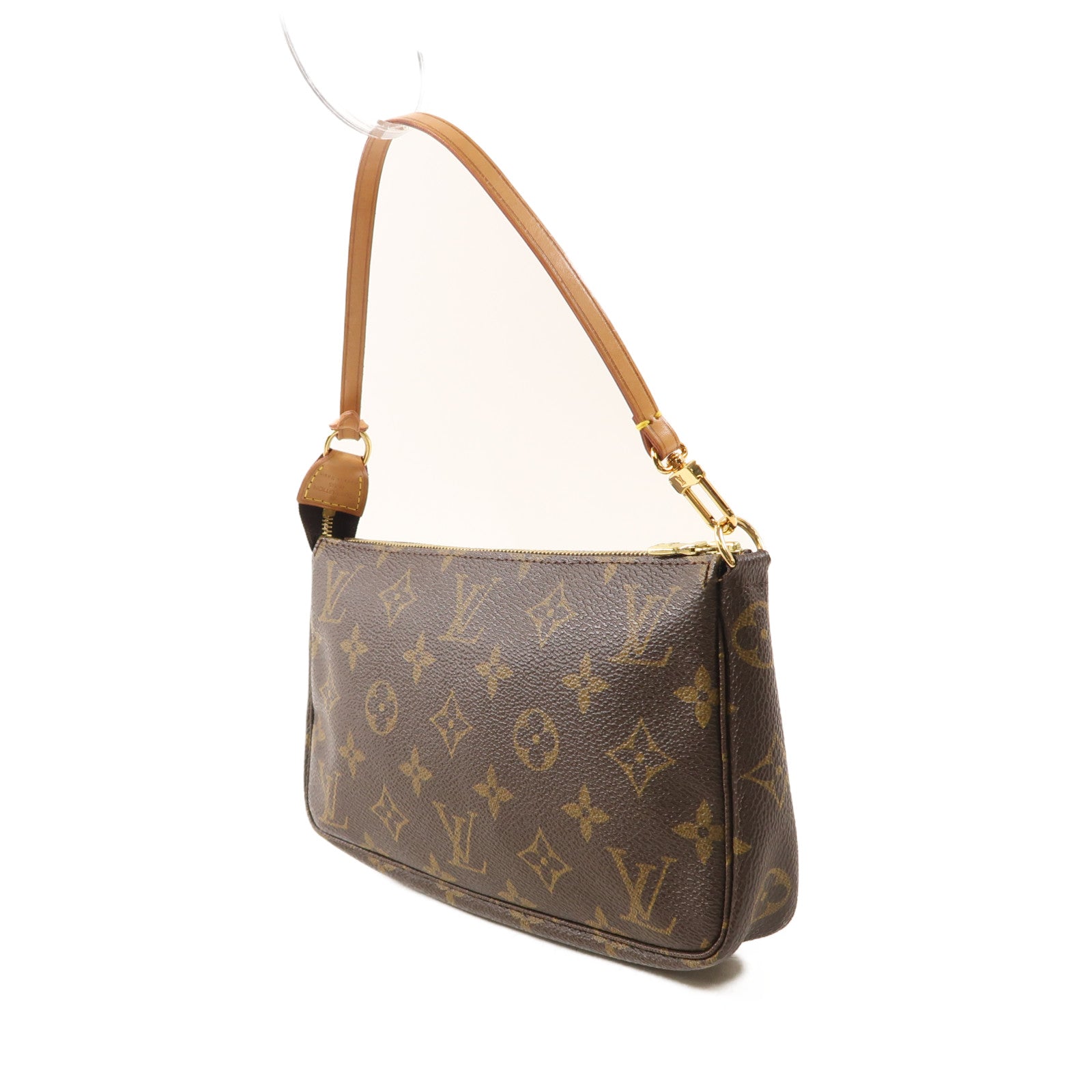 LOUIS VUITTON Monogram Pochette Accessoires金扣手拿包棕色