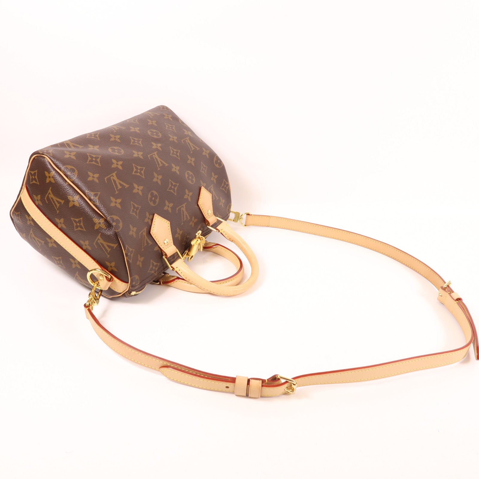 LOUIS VUITTON Monogram Speedy Bandouliere 25金扣手挽肩背兩用袋