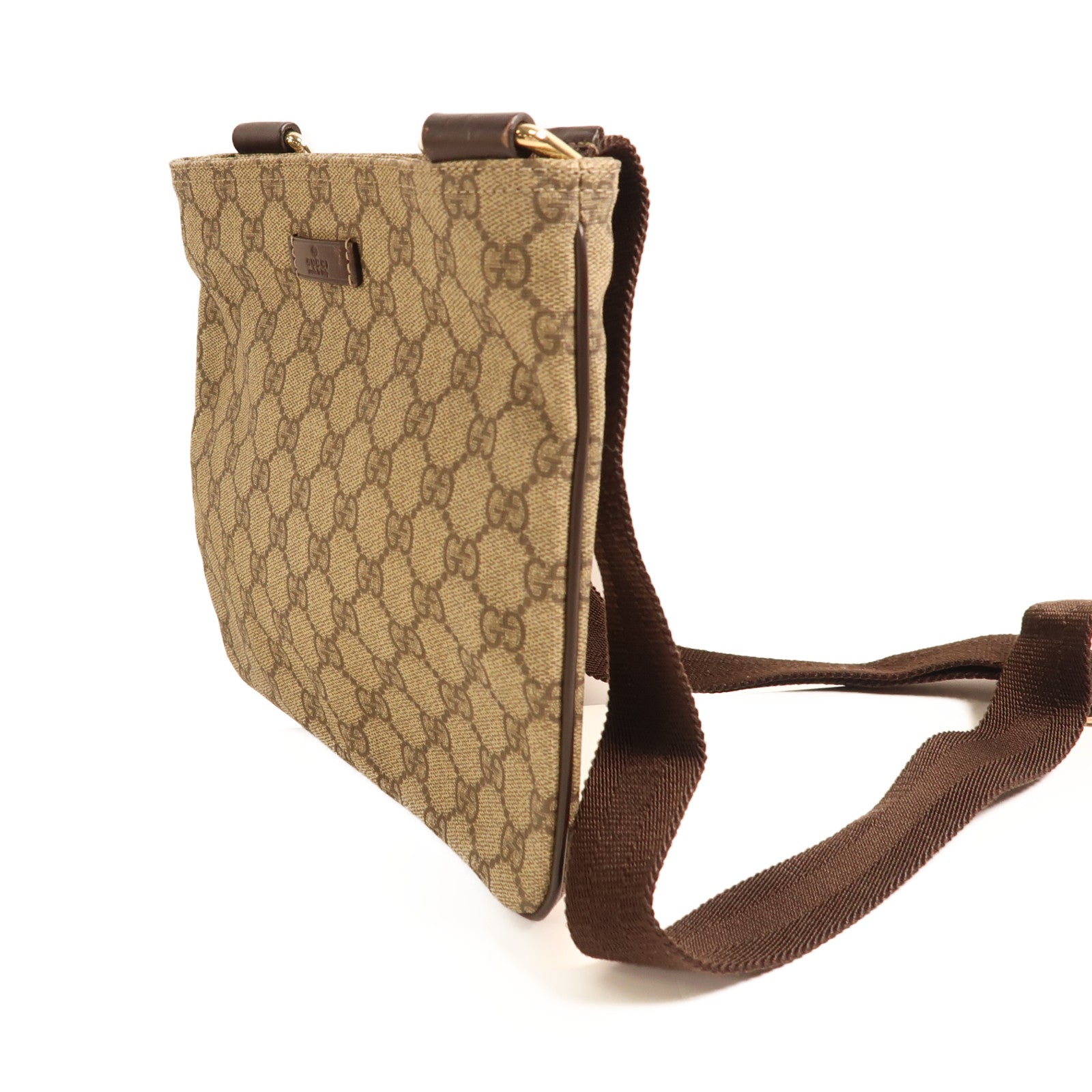 GUCCI 塗層帆布Shoulder Bag銀扣肩背袋
