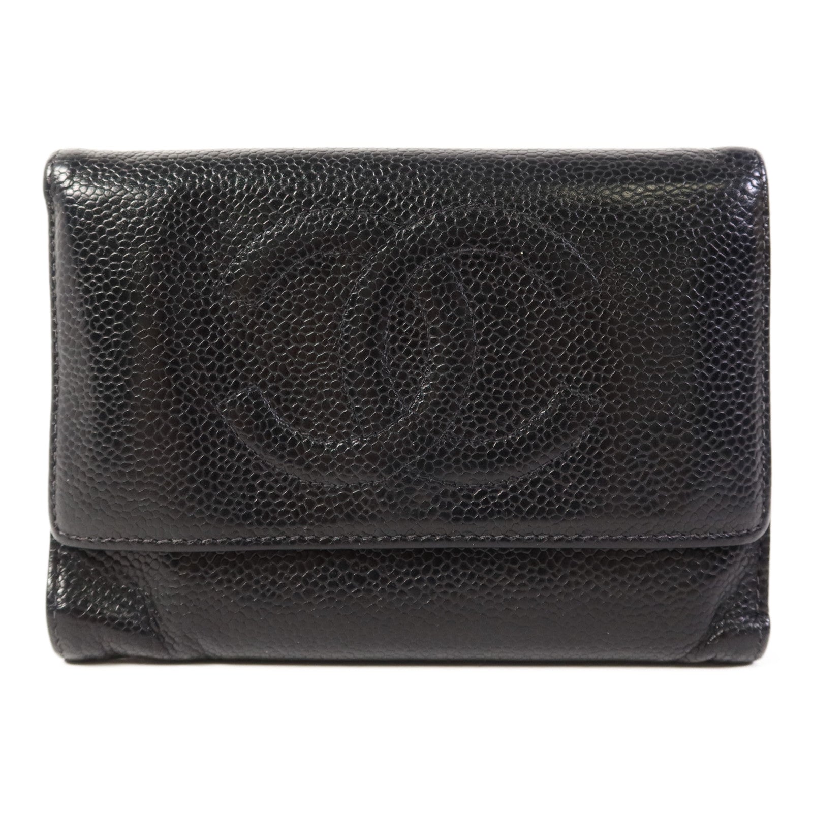 CHANEL 牛皮皮革Trifold Wallet金扣錢包