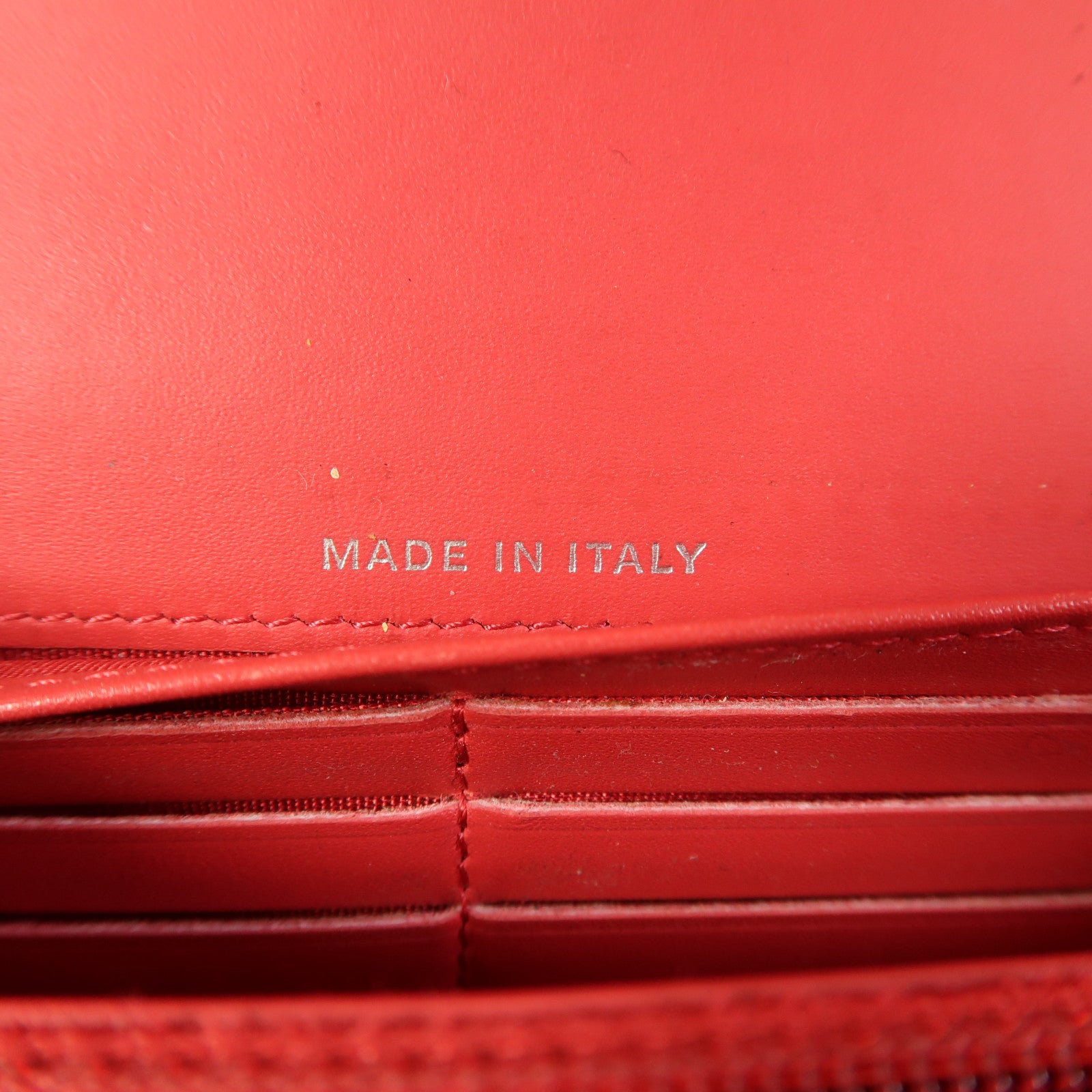 CHANEL CC Long Wallet Calfskin Leather Red