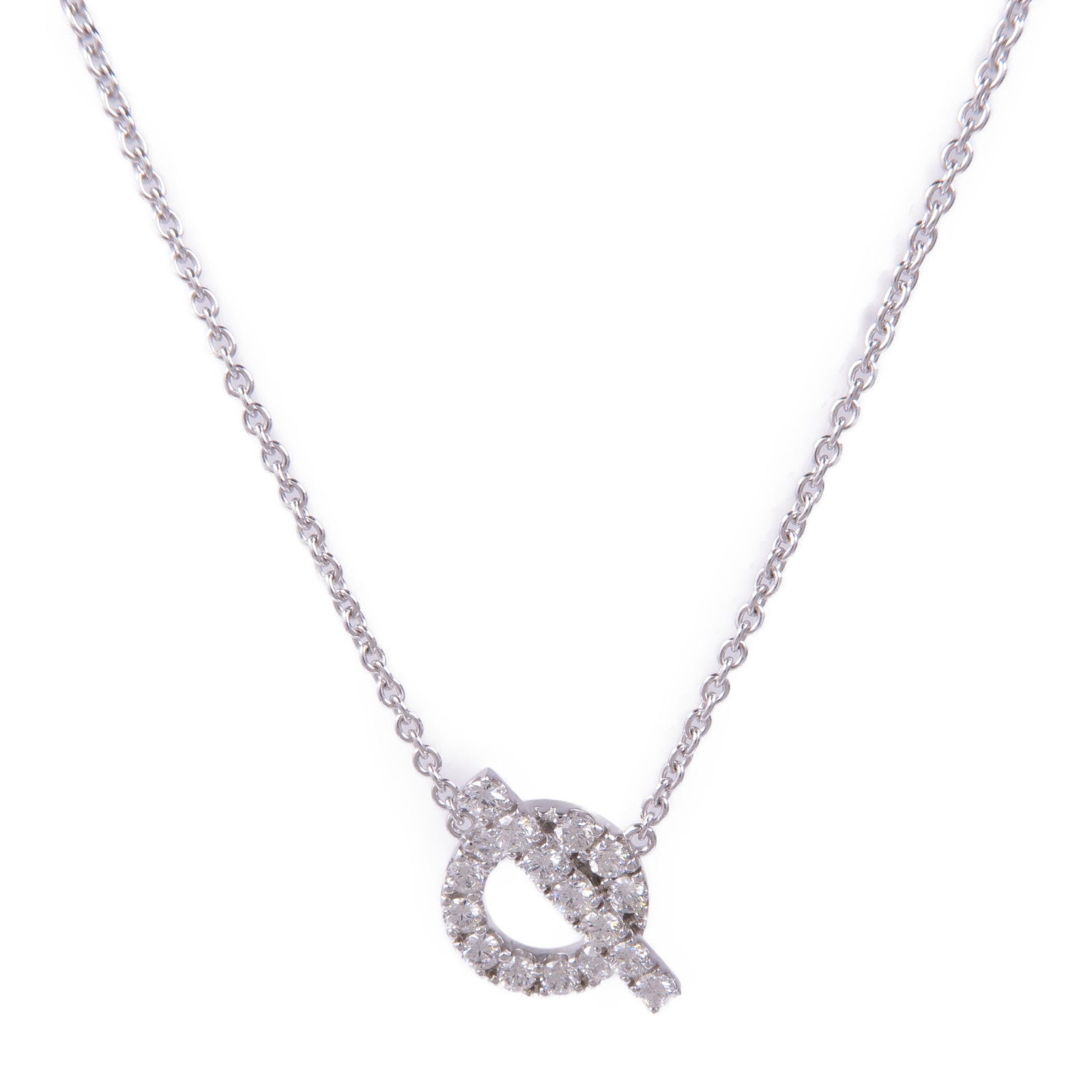 HERMES 18K白金Finesse Pendant鑽石項鍊
