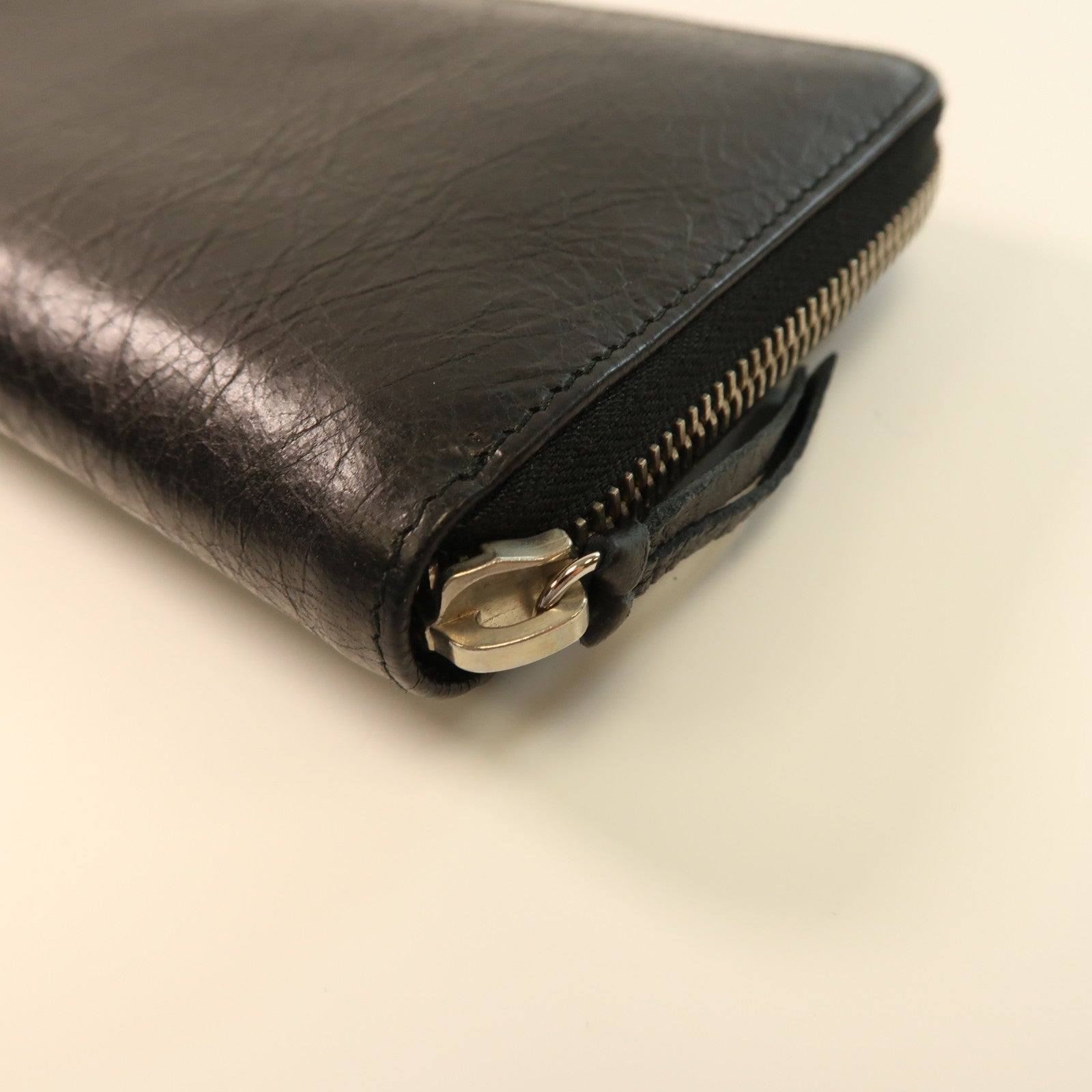 BALENCIAGA 羊皮皮革Long Wallet銀扣長錢包黑色