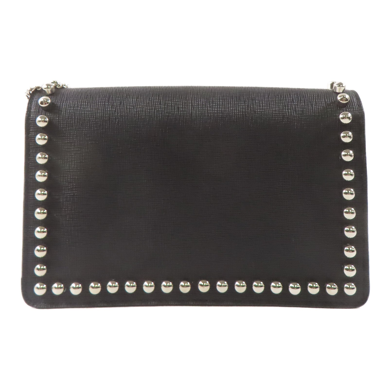 FENDI 牛皮皮革/Fur Karlito Wallet On Chain銀扣鏈帶肩背袋黑色