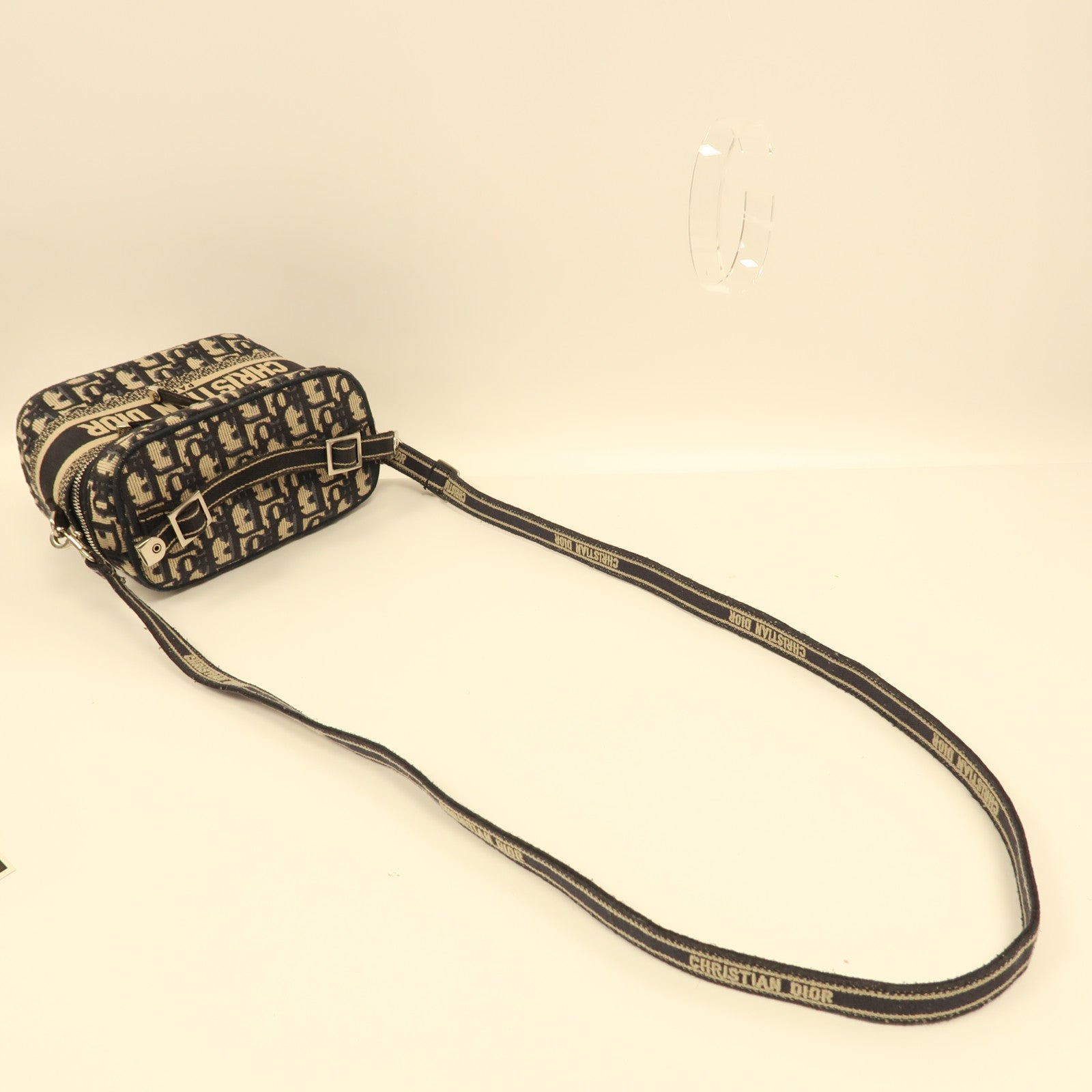 Dior 【激減優惠】Oblique帆布Travel Vanlty small銀扣手挽肩背兩用袋藍色