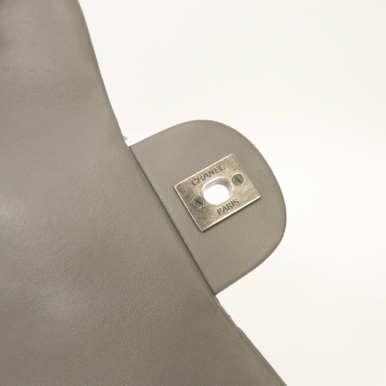 CHANEL 【激減優惠】菱格羊皮皮革Chain Shoulder Bag銀扣鏈帶肩背袋灰色