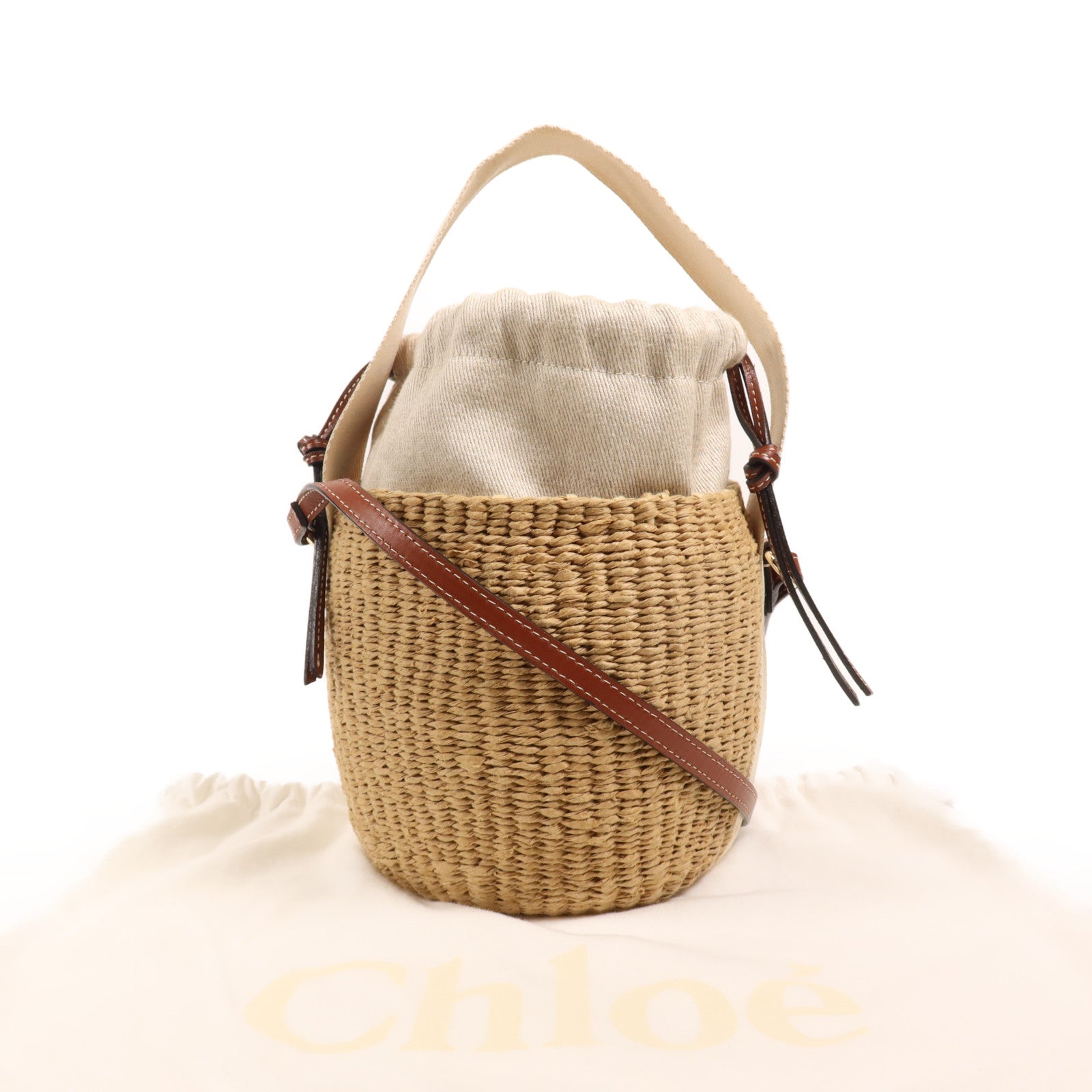 Chloe 【激減優惠】Raffia Woody Basket Bag金扣手挽肩背兩用袋