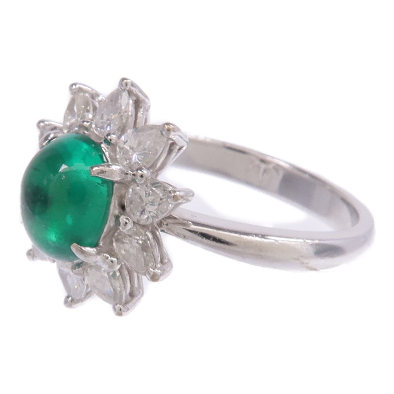 JEWELRY 【激減優惠】18K白金Emerald Diamond Ring綠寶石/鑽石戒指US#6