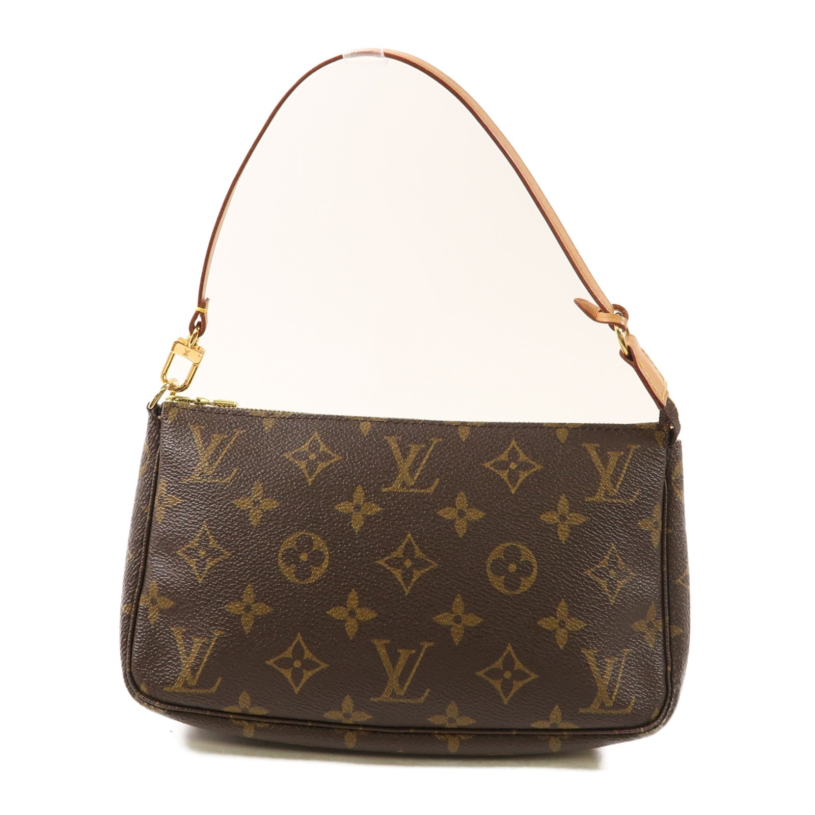 LOUIS VUITTON Monogram Pochette Accessoires金扣手拿包棕色