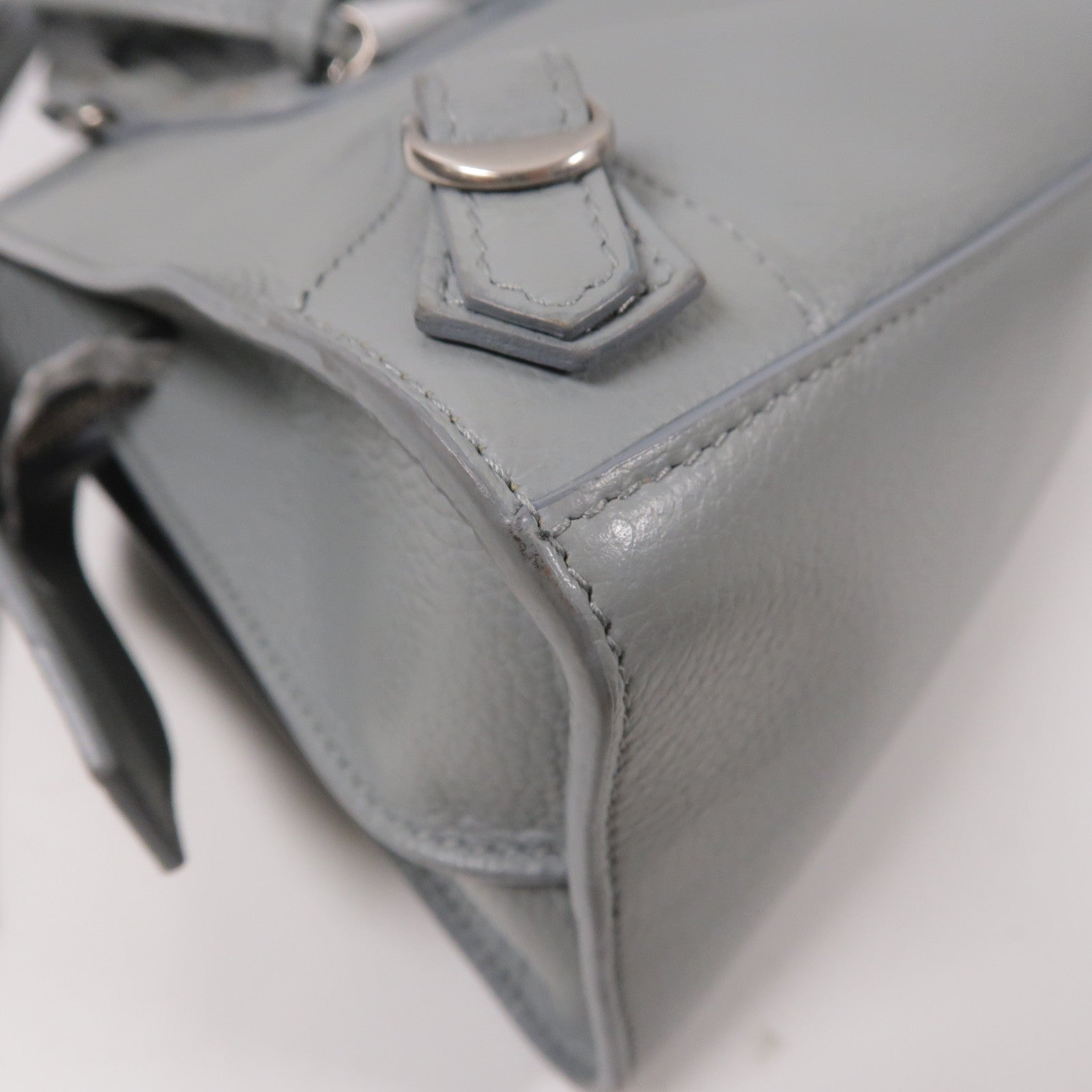 BALENCIAGA 牛皮皮革Classic City Mini銀扣手挽肩背兩用袋灰色