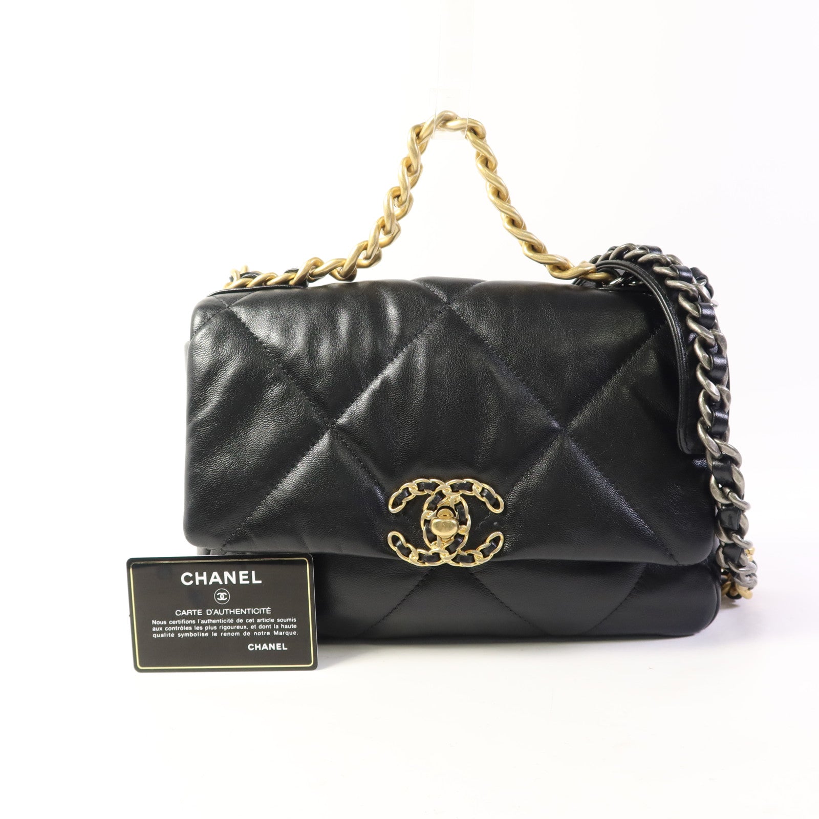 CHANEL 羊皮皮革C19 Small手挽肩背兩用袋