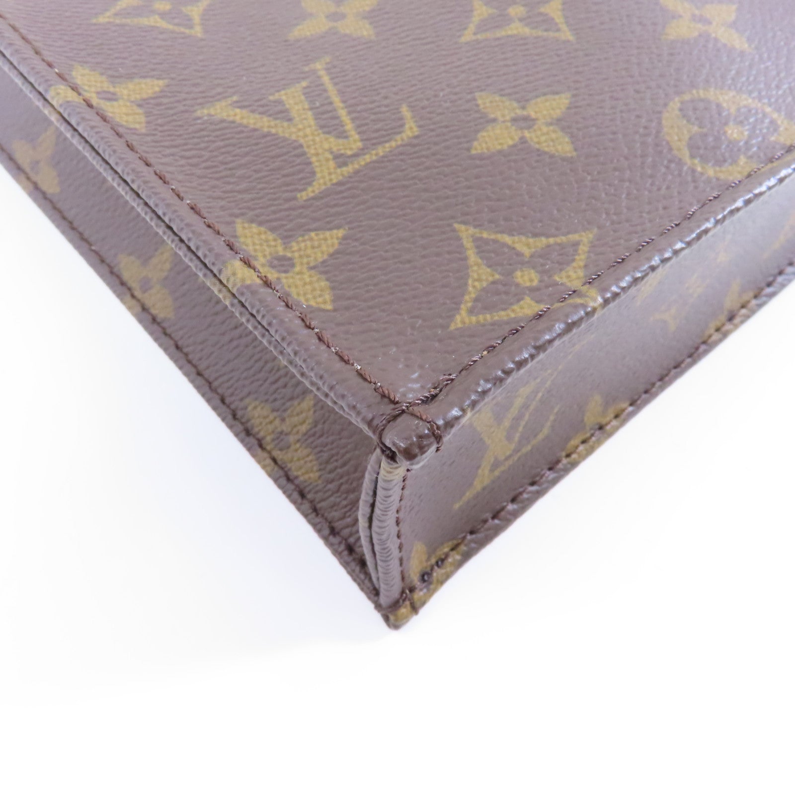 LOUIS VUITTON 【激減優惠】Monogram Petit Sac Plat金扣手挽肩背兩用袋啡色