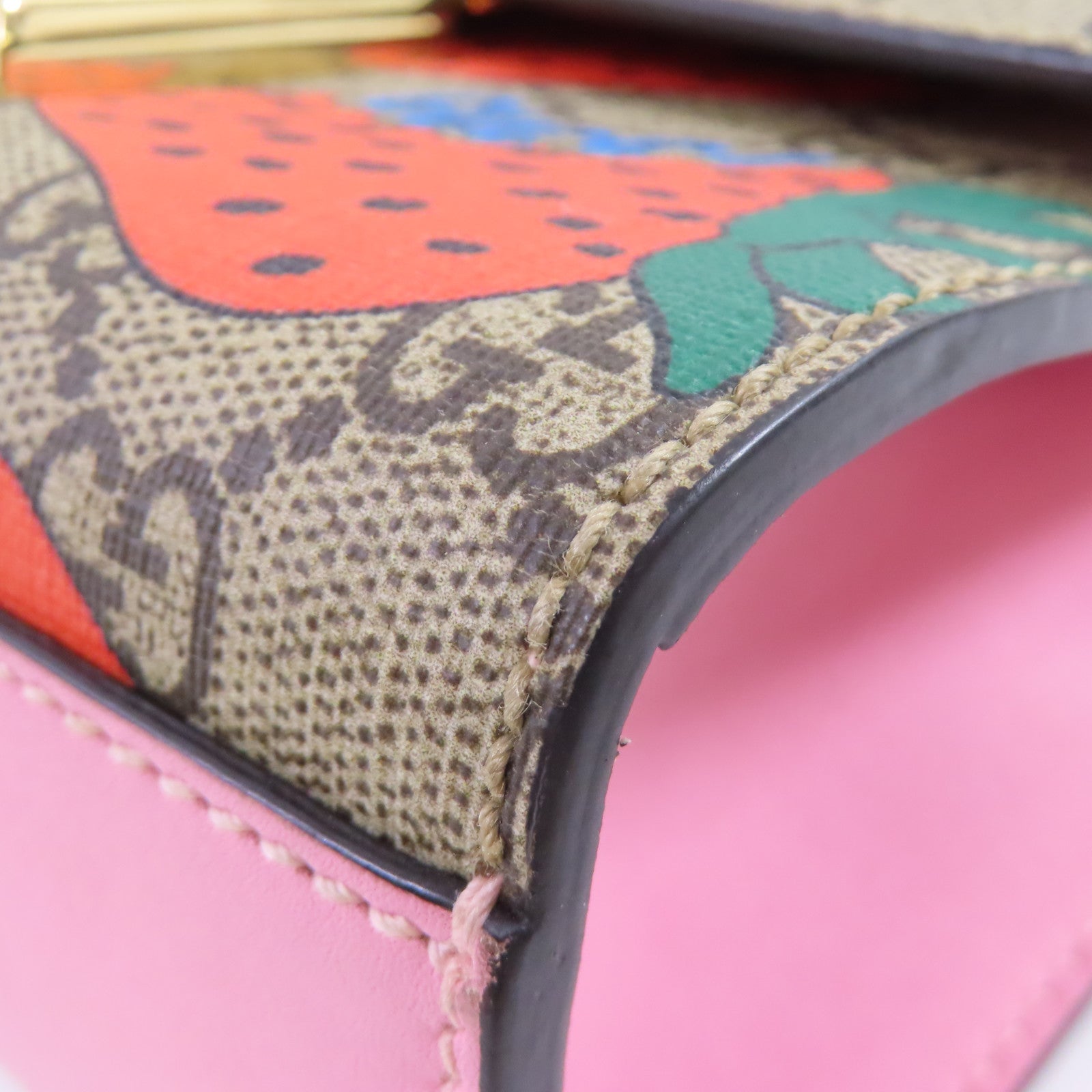 GUCCI GHW GG Supreme Padlock Small Shoulder Bag Coated Canvas 409487 Brown Pink
