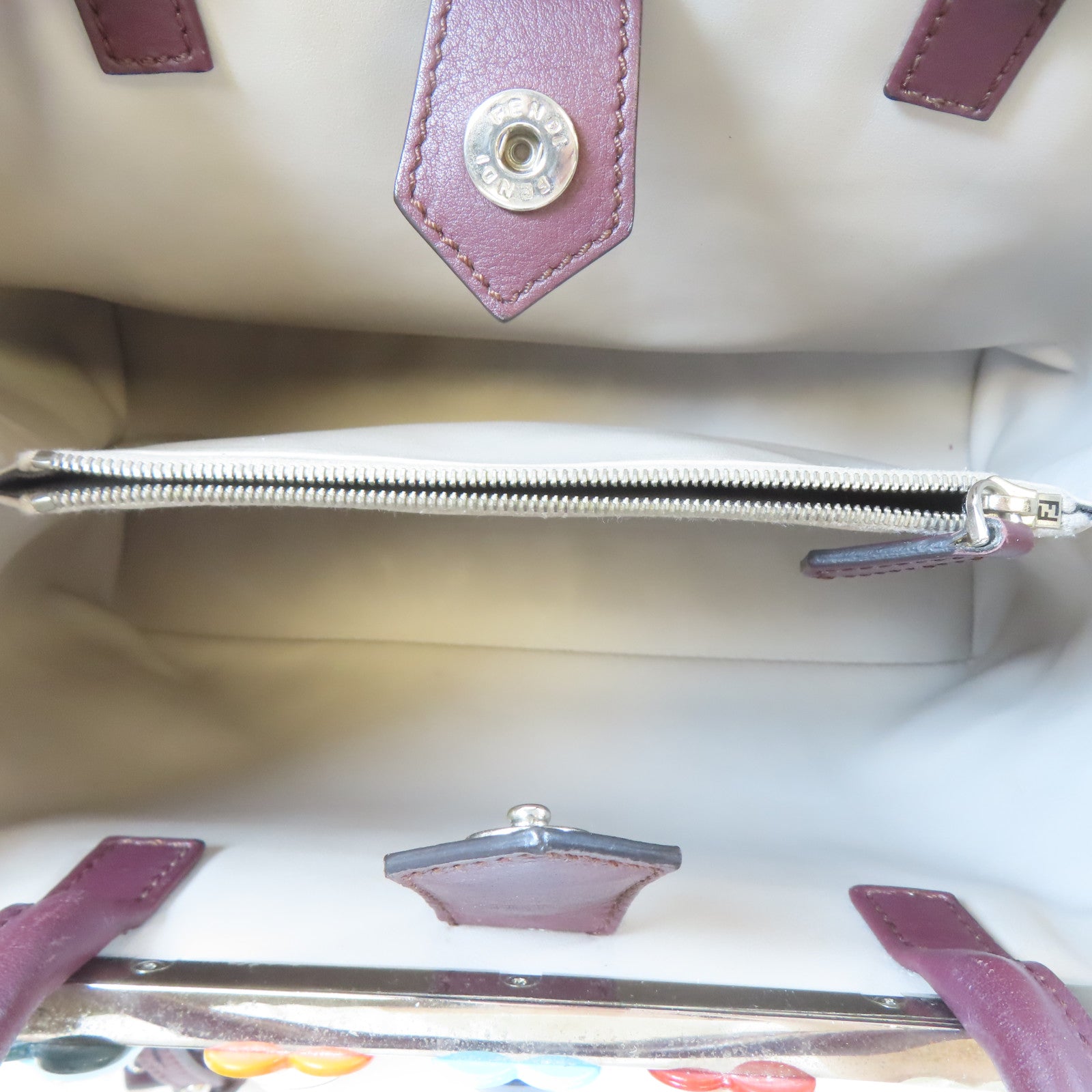 FENDI 牛皮皮革2 Jours銀扣手挽肩背兩用袋深紅色