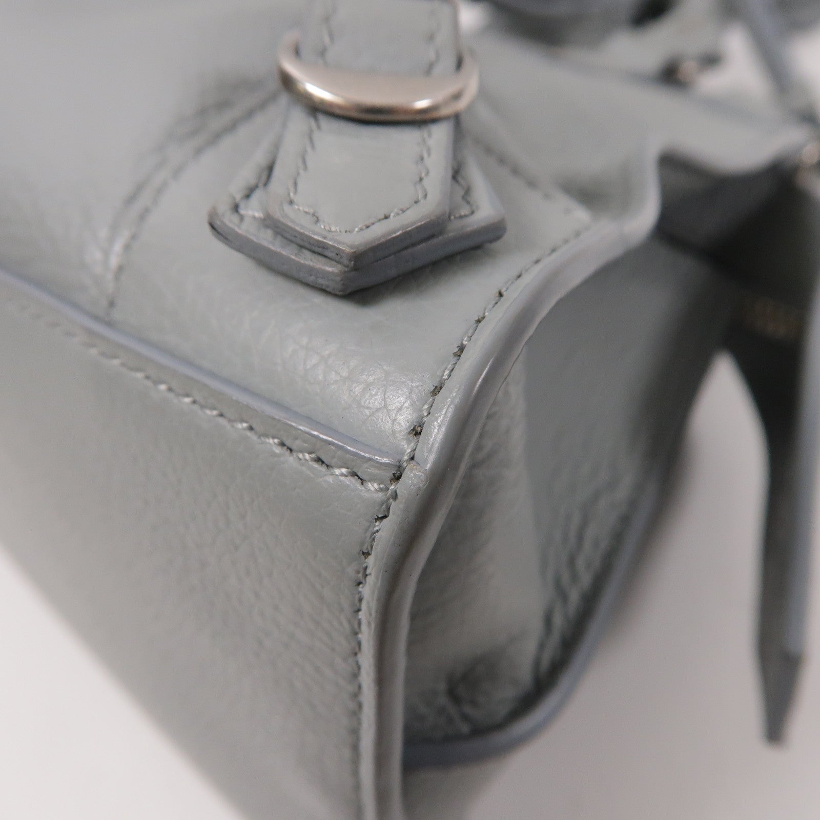 BALENCIAGA 牛皮皮革Classic City Mini銀扣手挽肩背兩用袋灰色