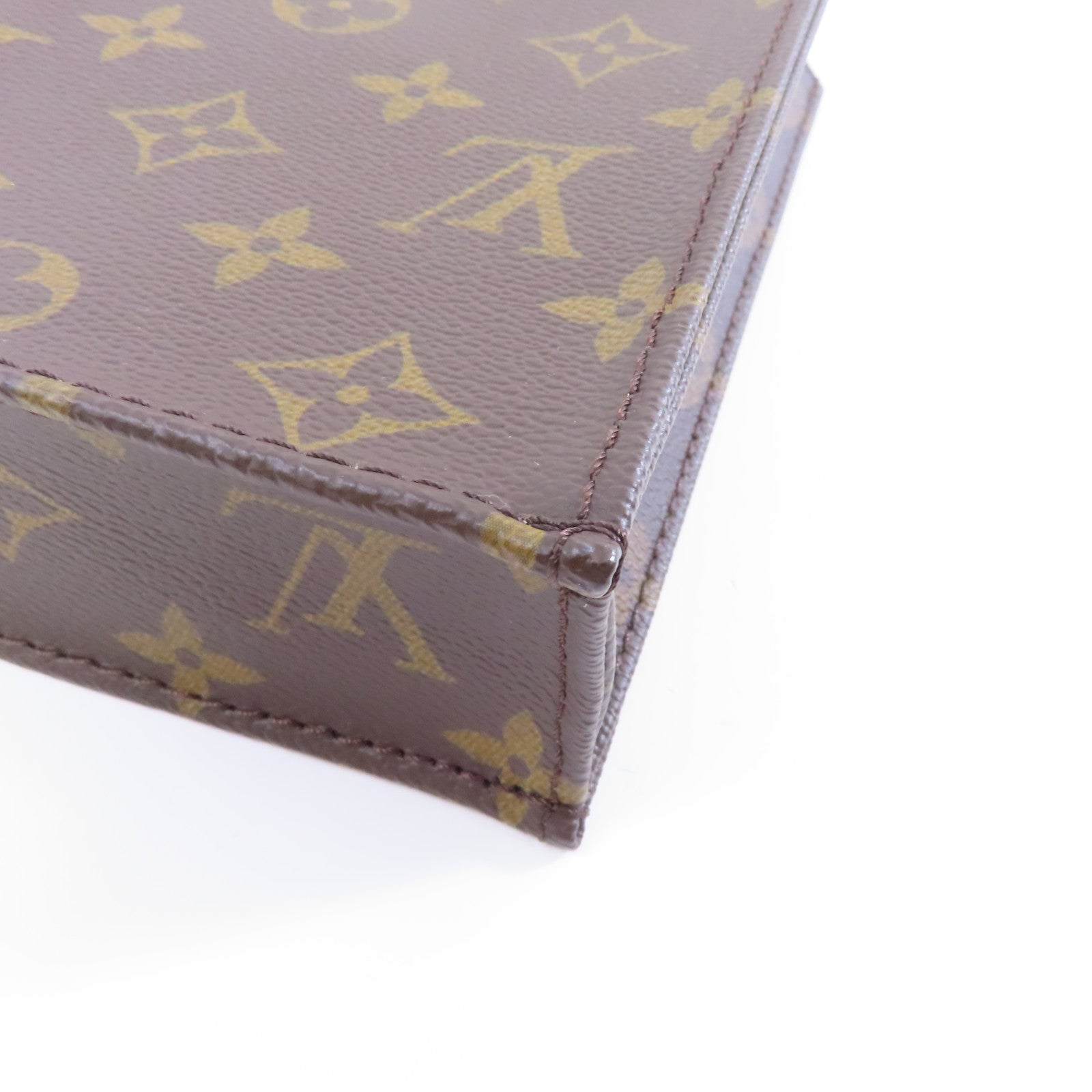 LOUIS VUITTON 【激減優惠】Monogram Petit Sac Plat金扣手挽肩背兩用袋啡色