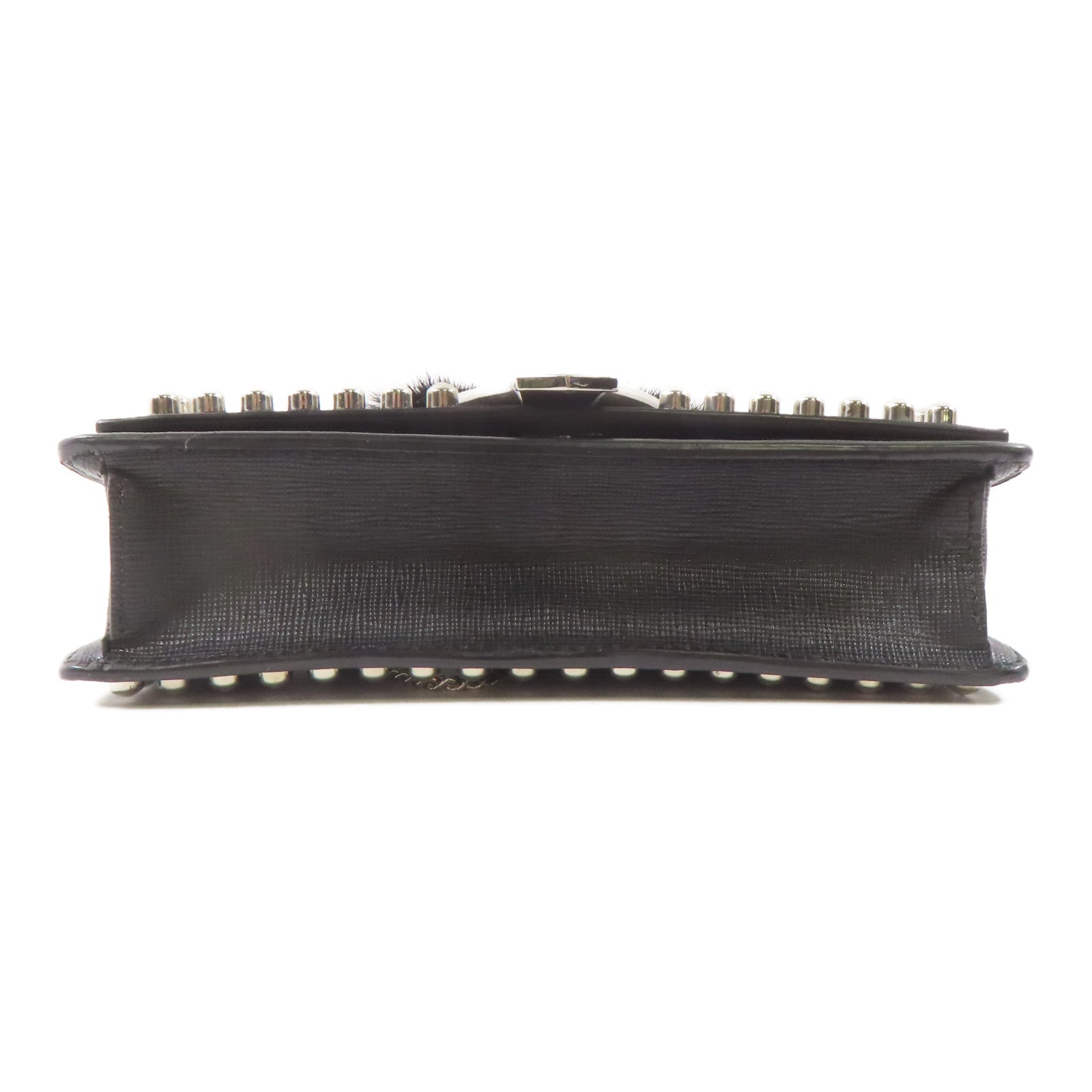 FENDI 牛皮皮革/Fur Karlito Wallet On Chain銀扣鏈帶肩背袋黑色