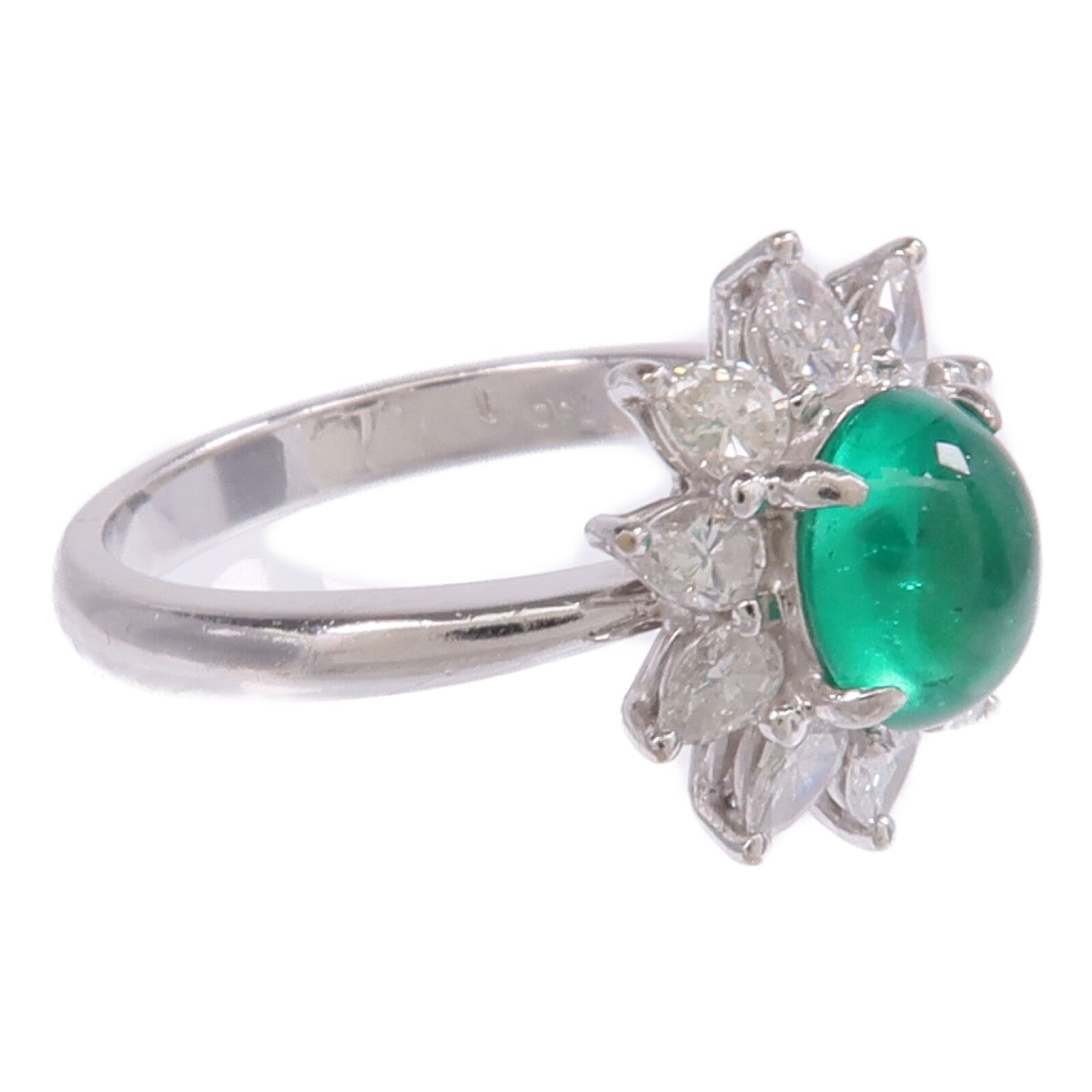 JEWELRY 【激減優惠】18K白金Emerald Diamond Ring綠寶石/鑽石戒指US#6