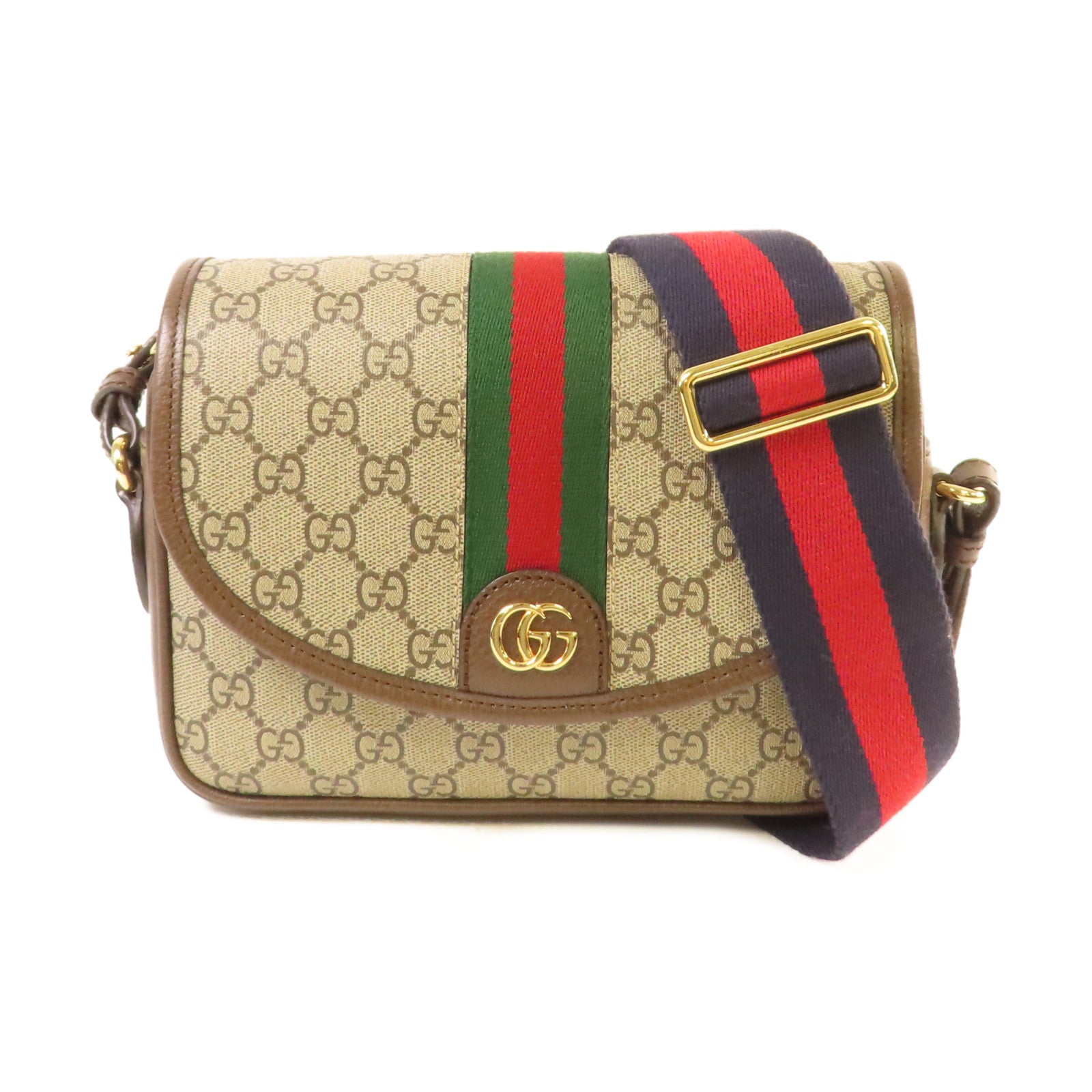 GUCCI 【激減優惠】塗層帆布Ophidia GG Shoulder Bag金扣肩背袋啡色