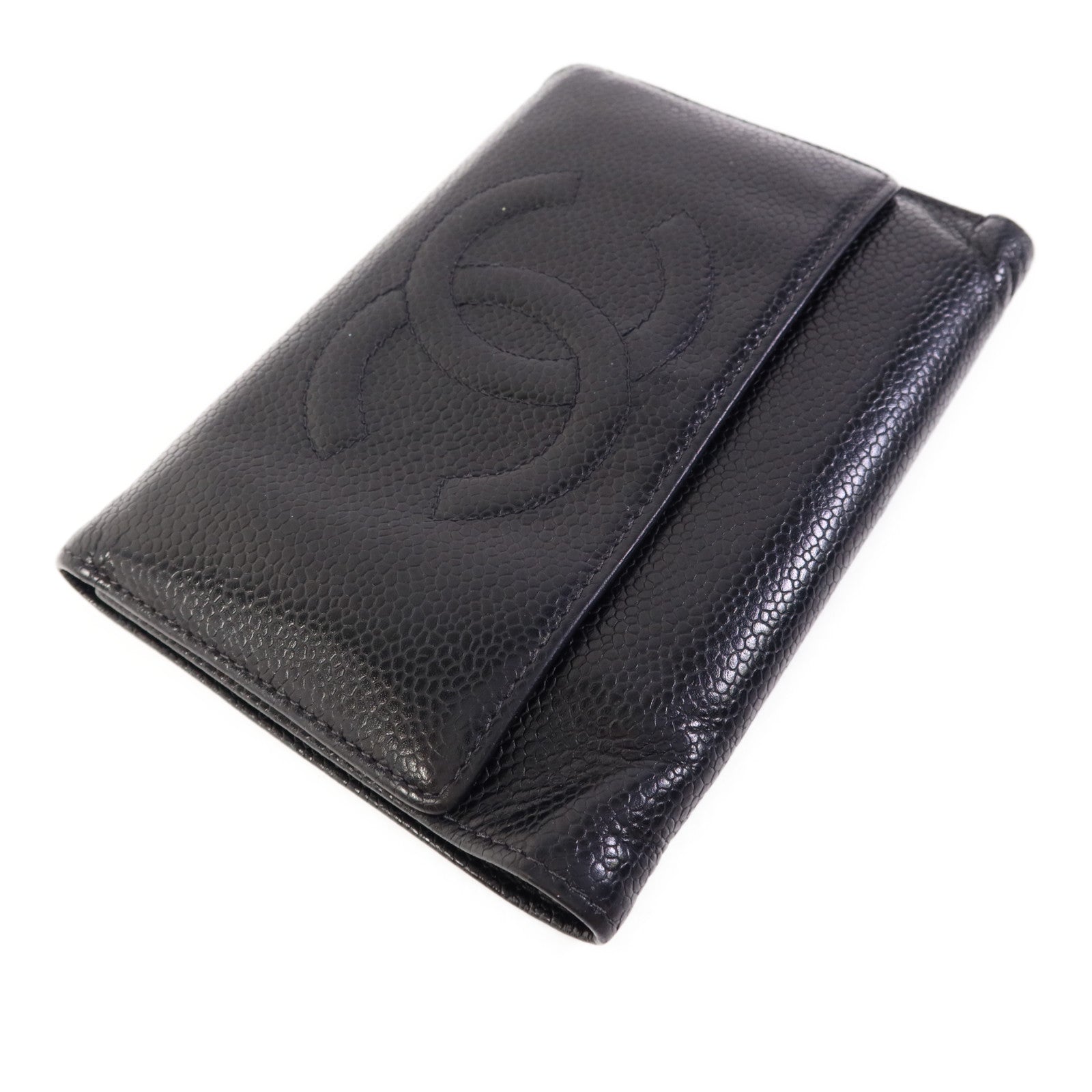 CHANEL 牛皮皮革Trifold Wallet金扣錢包