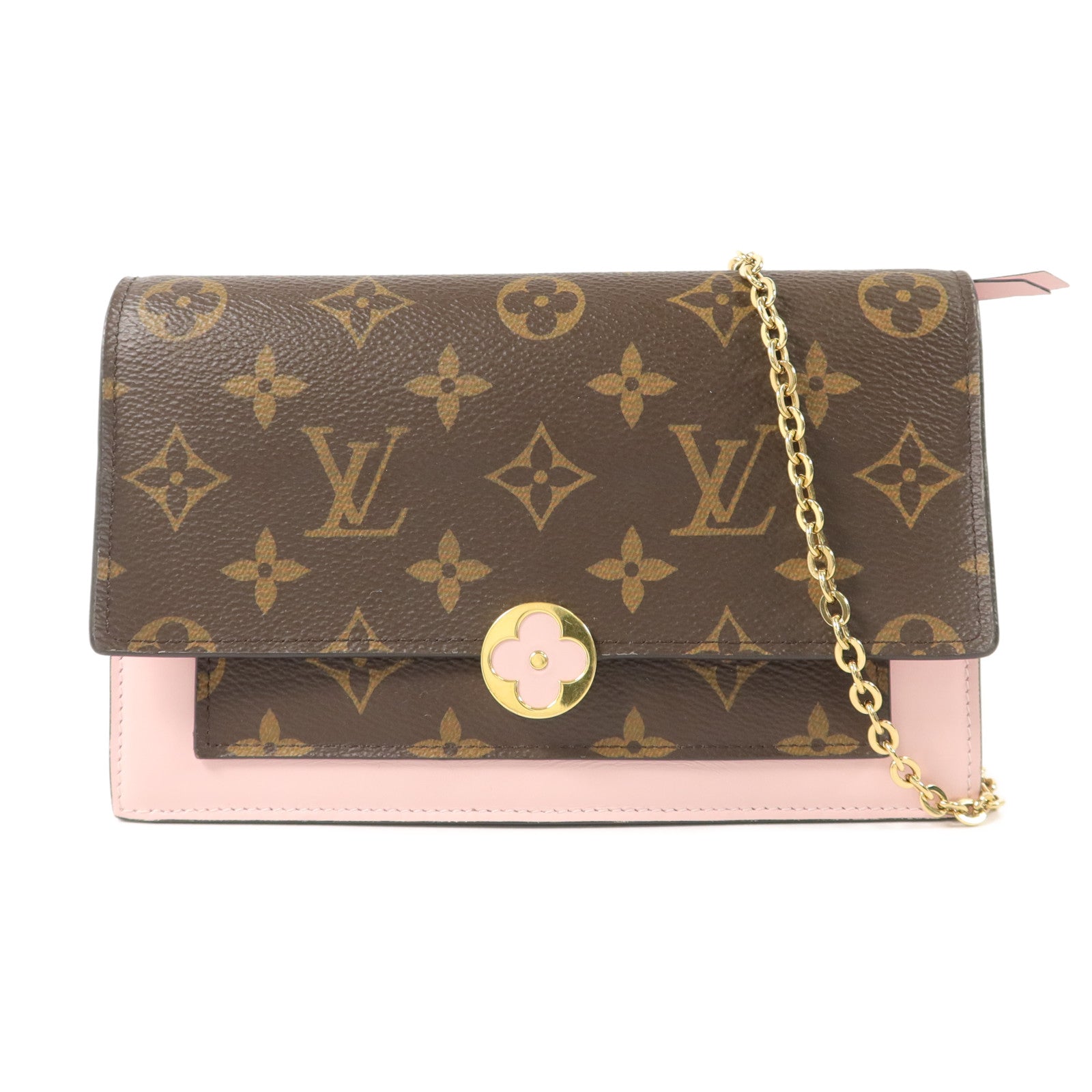 LOUIS VUITTON Monogram Flore Chain Wallet鏈帶肩背袋