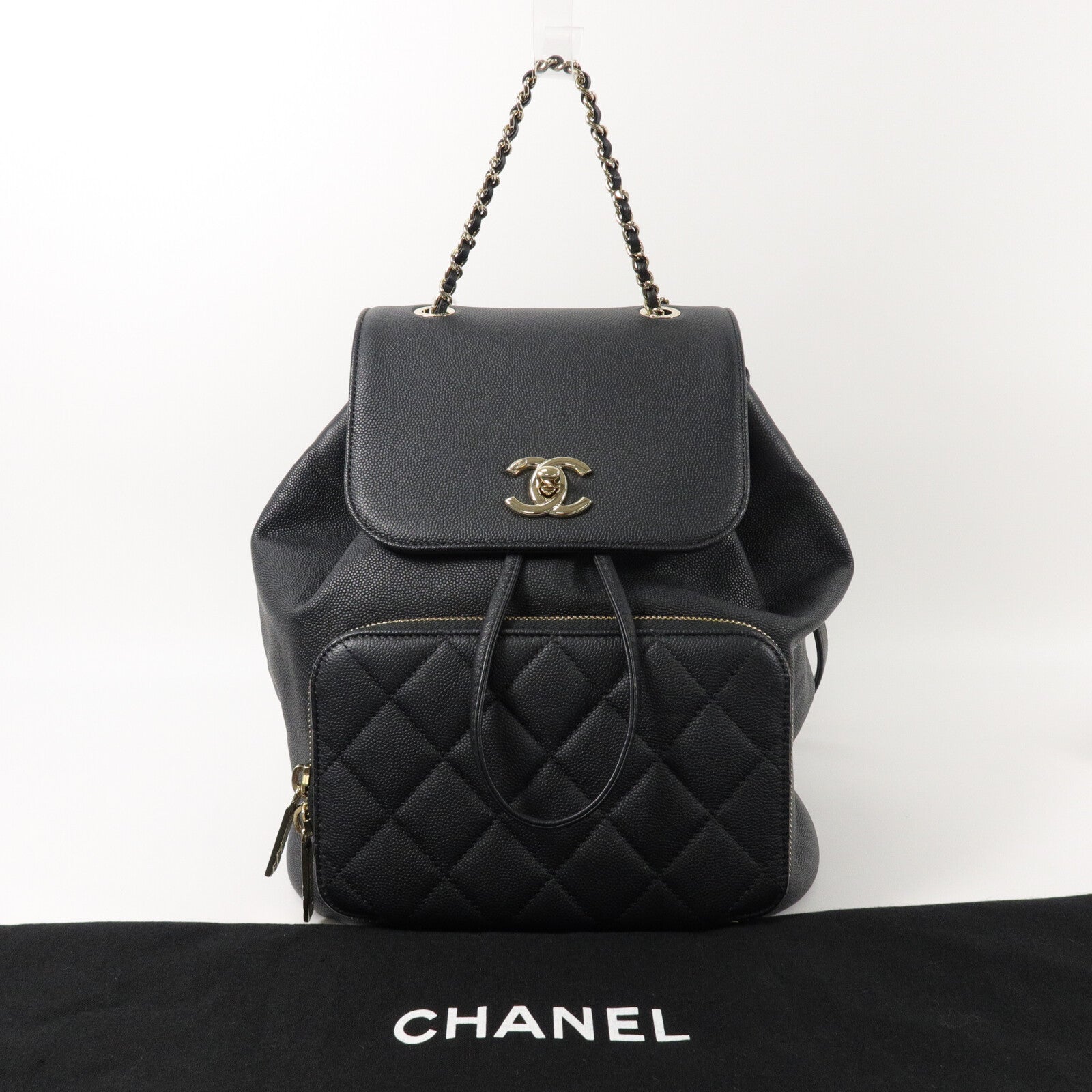CHANEL 牛皮皮革Business Affinity Backpack鏈帶背包