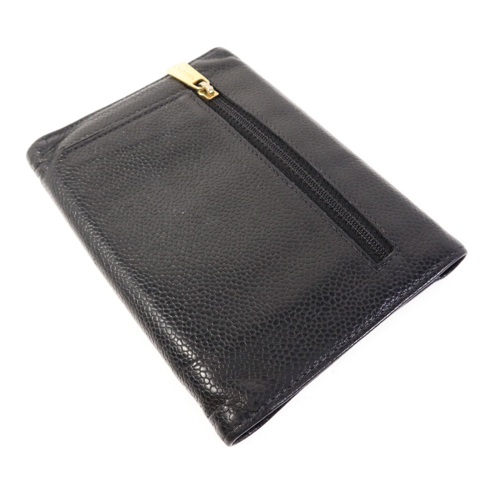 CHANEL 牛皮皮革Trifold Wallet金扣錢包