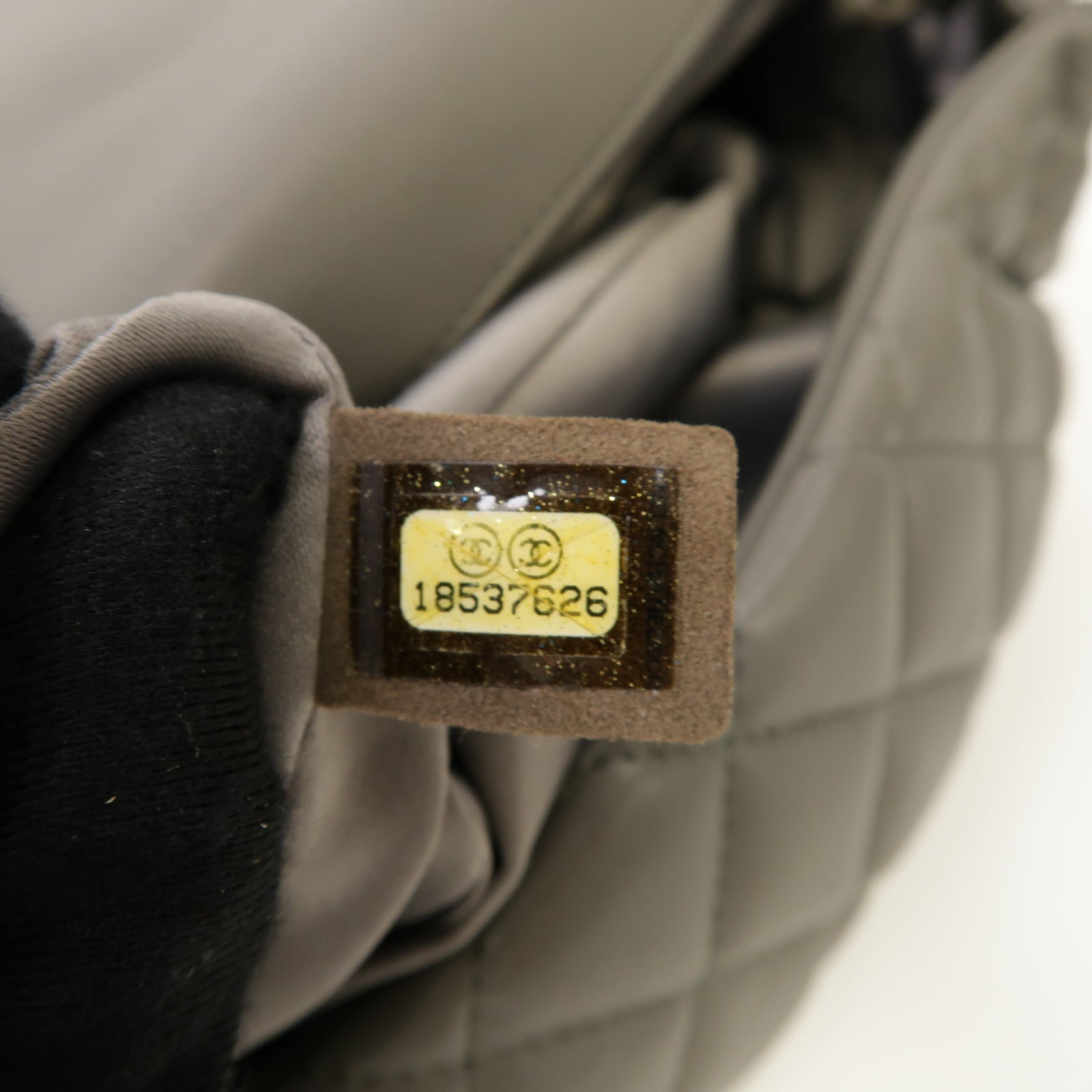 CHANEL 【激減優惠】菱格羊皮皮革Chain Shoulder Bag銀扣鏈帶肩背袋灰色