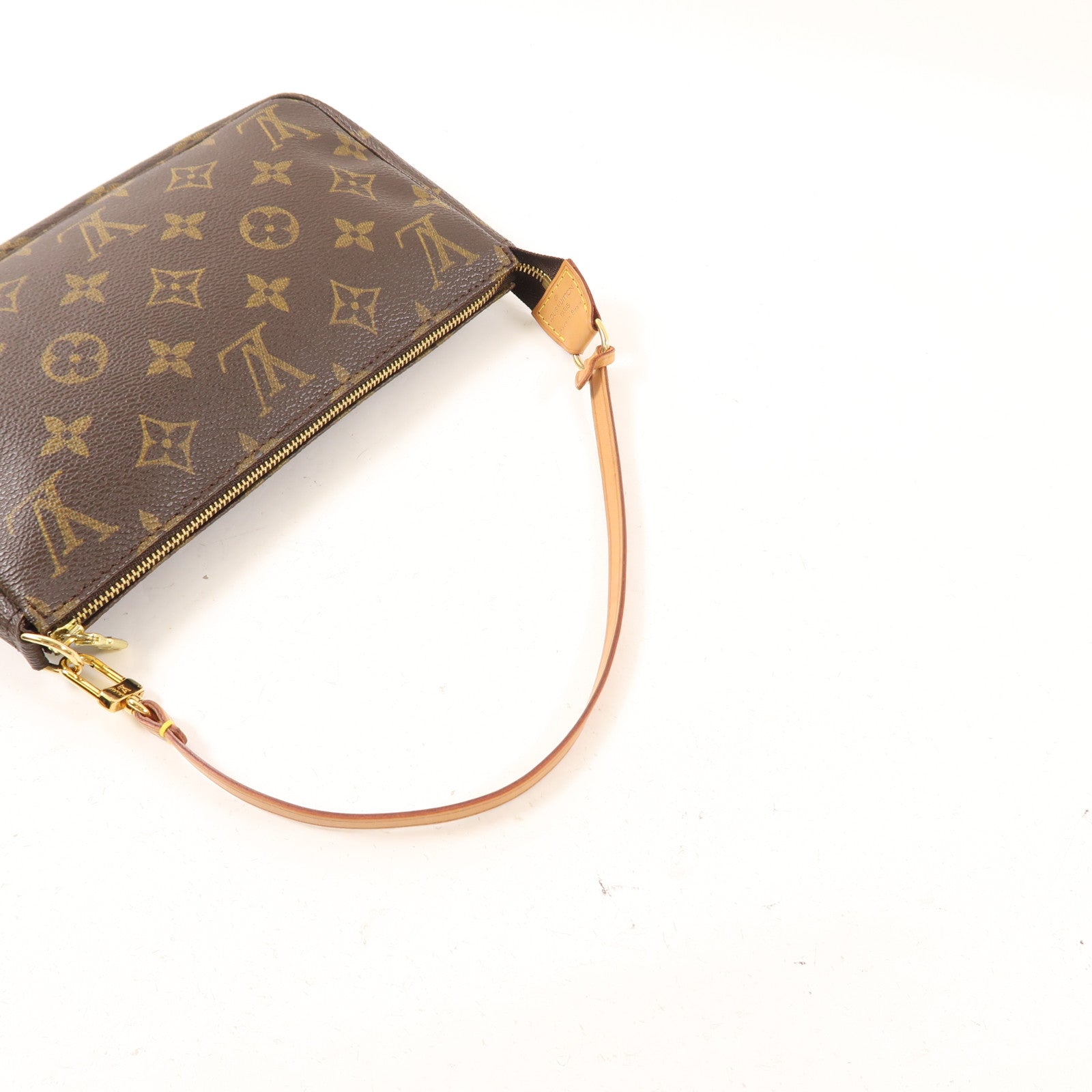 LOUIS VUITTON Monogram Pochette Accessoires金扣手拿包棕色