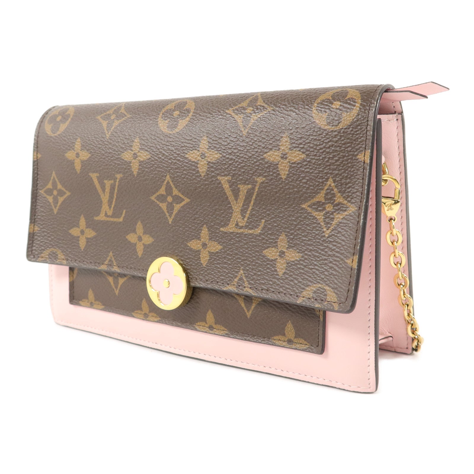 LOUIS VUITTON Monogram Flore Chain Wallet鏈帶肩背袋