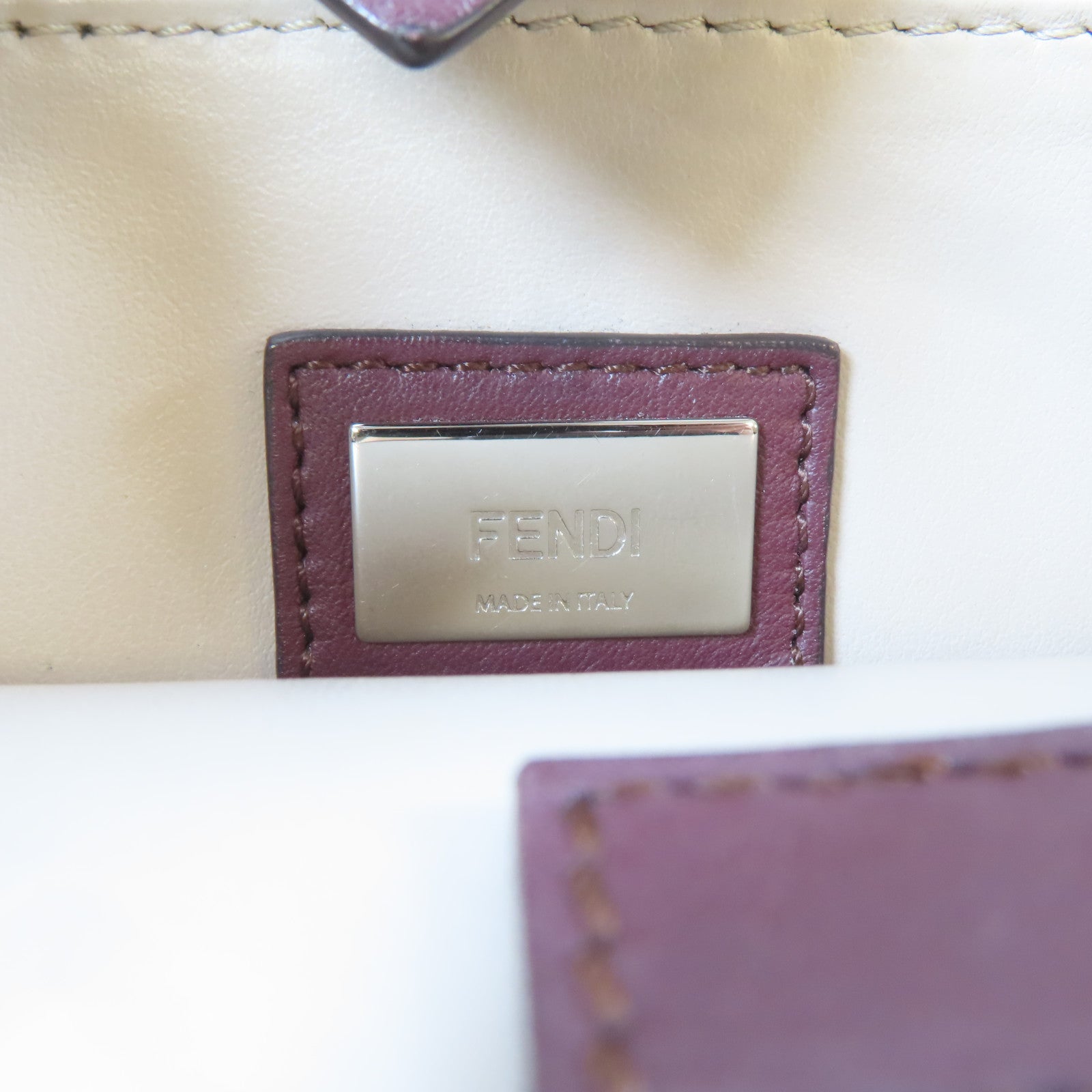 FENDI 牛皮皮革2 Jours銀扣手挽肩背兩用袋深紅色