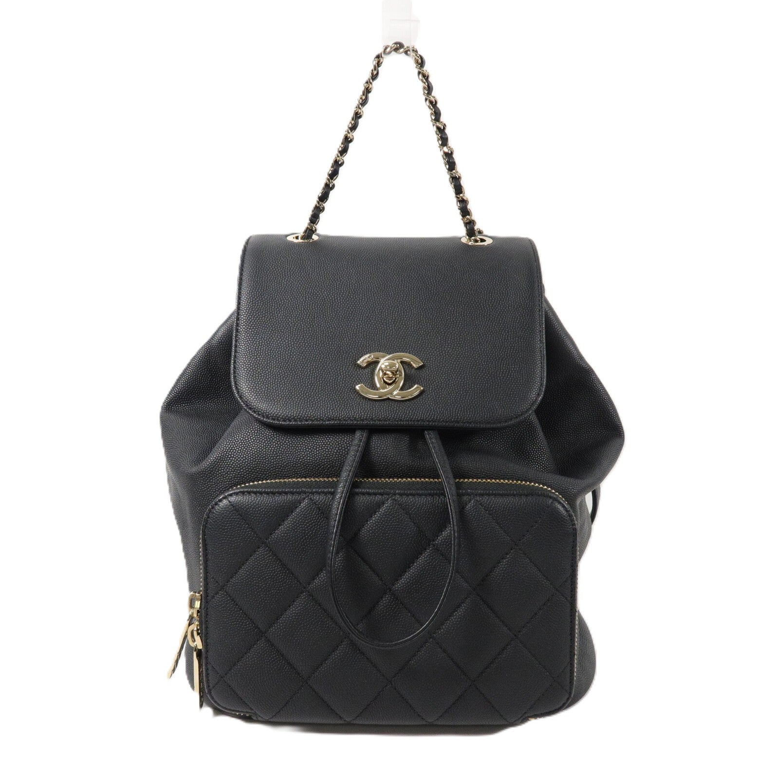 CHANEL 牛皮皮革Business Affinity Backpack鏈帶背包