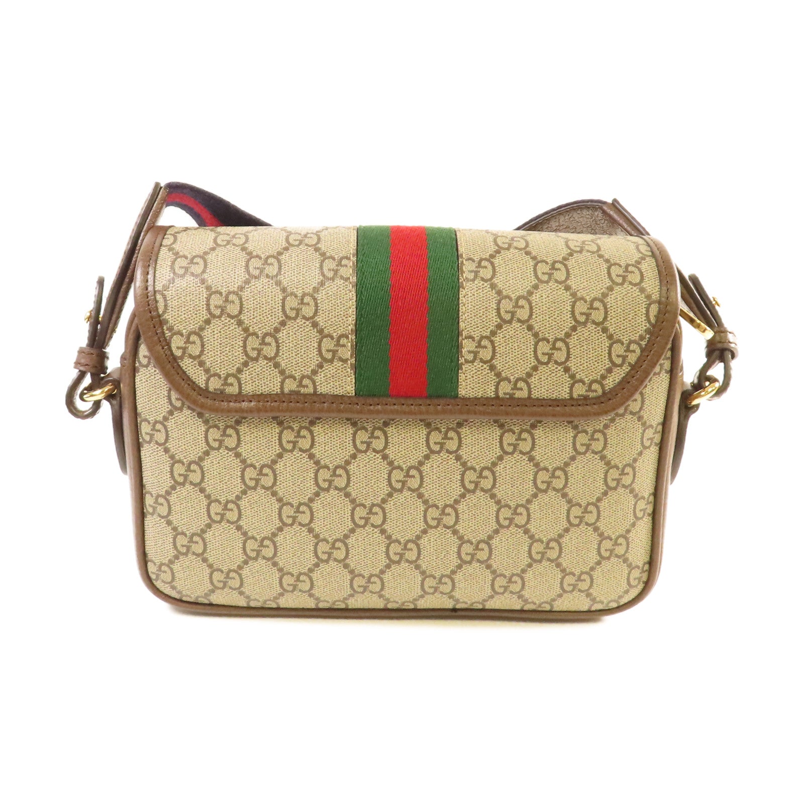 GUCCI 【激減優惠】塗層帆布Ophidia GG Shoulder Bag金扣肩背袋啡色