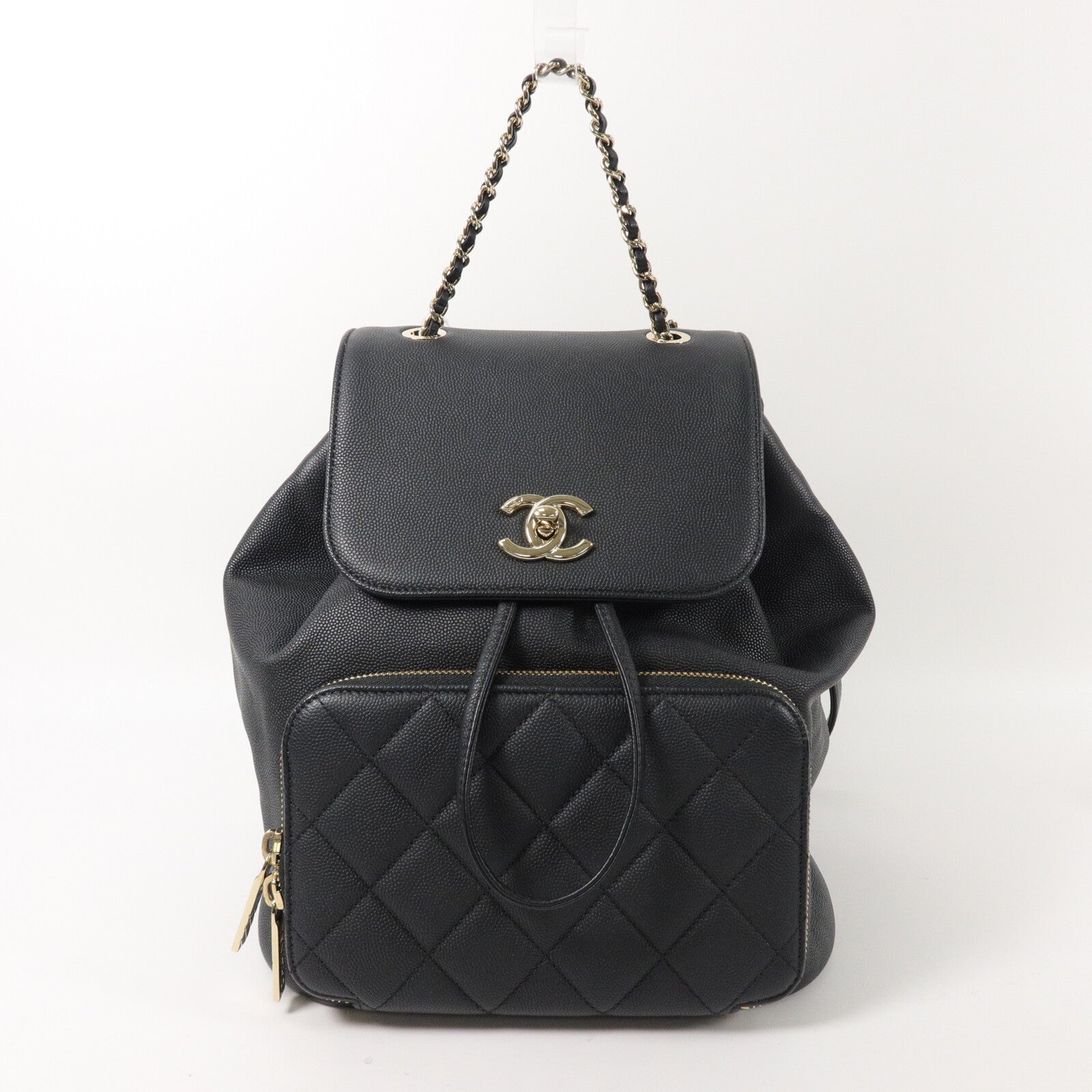 CHANEL 牛皮皮革Business Affinity Backpack鏈帶背包