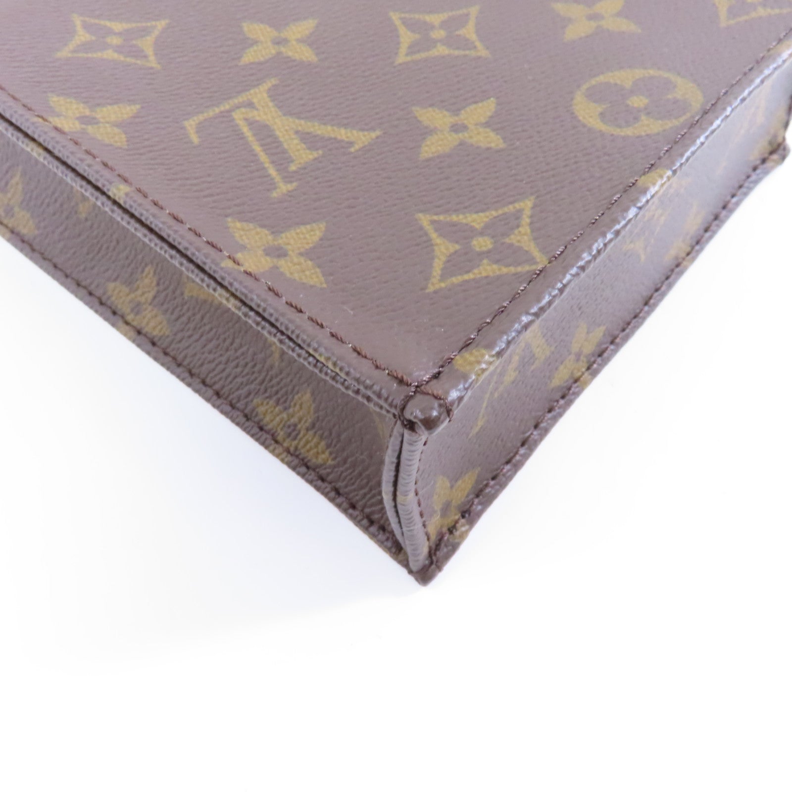 LOUIS VUITTON 【激減優惠】Monogram Petit Sac Plat金扣手挽肩背兩用袋啡色
