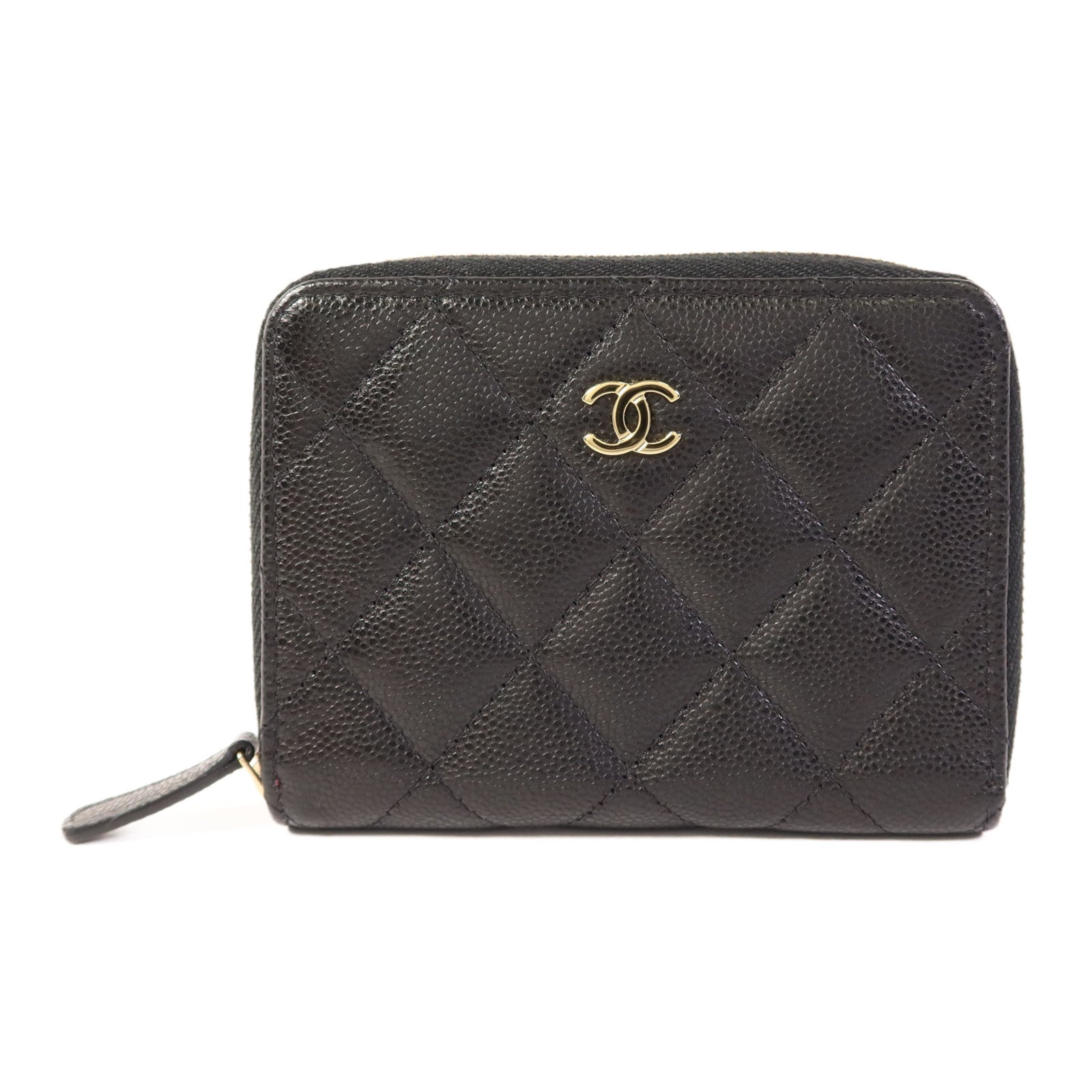 CHANEL 牛皮皮革Round Wallet金扣錢包