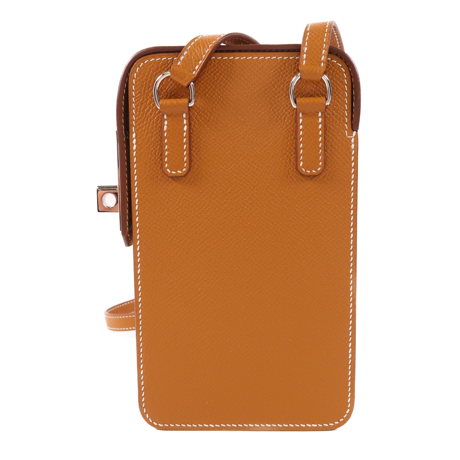 HERMES Epsom皮革Hac A Box Phone Case銀扣肩背袋Gold