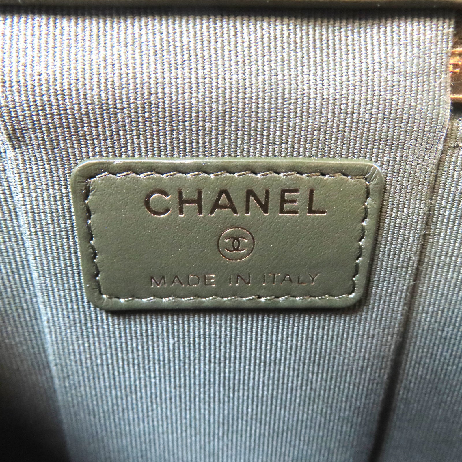 CHANEL 菱格羊皮皮革Polly Pocket Top Vanity金扣鏈帶手挽肩背兩用袋綠色