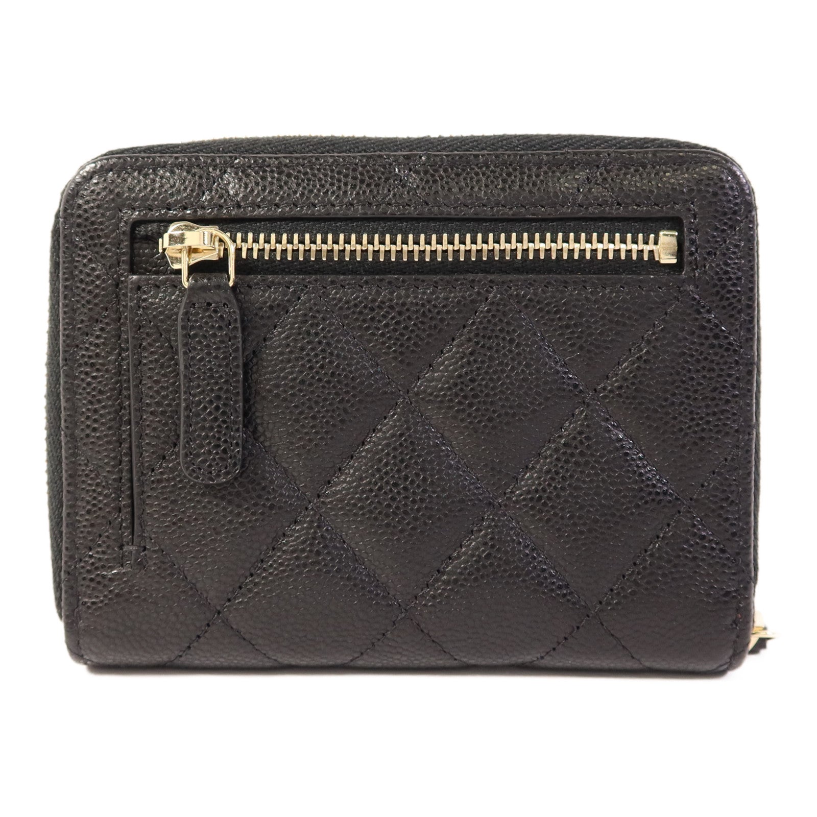 CHANEL 牛皮皮革Round Wallet金扣錢包