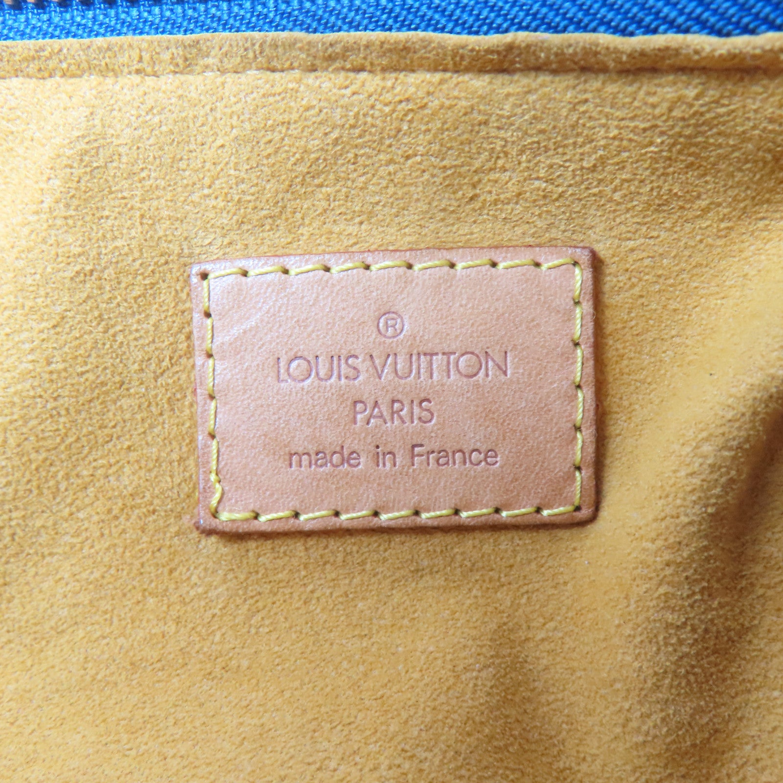 LOUIS VUITTON Monogram Denim Buggy GM金扣肩背袋藍色/啡色