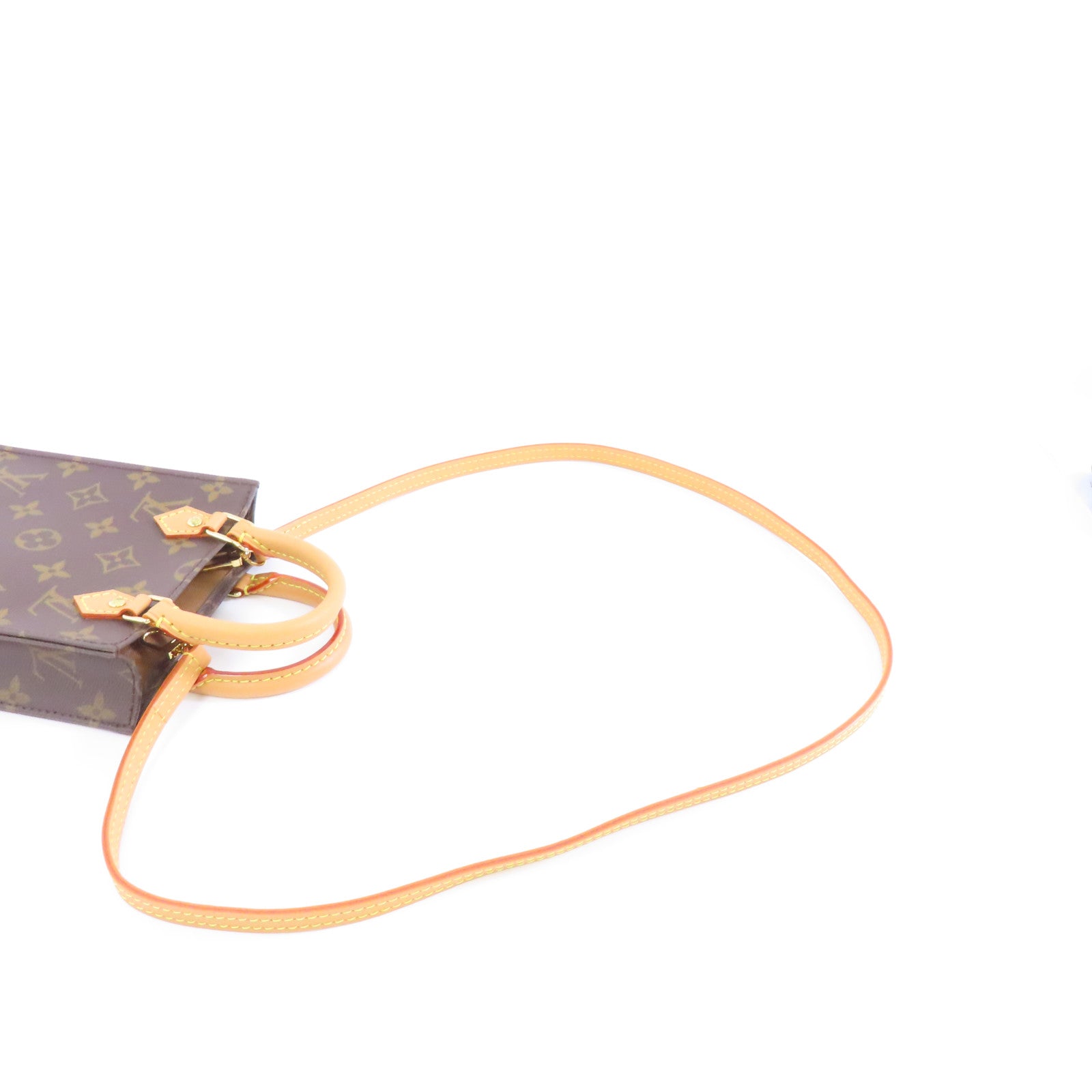 LOUIS VUITTON 【激減優惠】Monogram Petit Sac Plat金扣手挽肩背兩用袋啡色