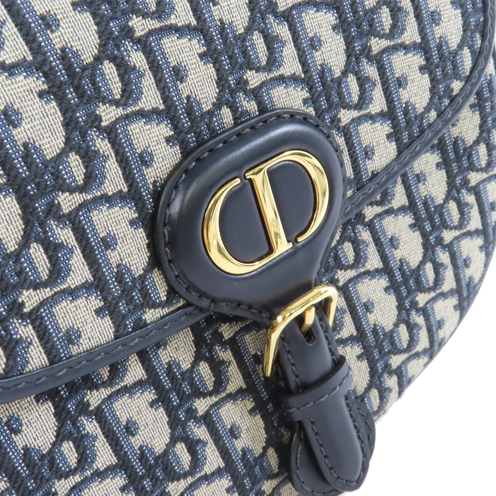 Dior Oblique帆布Bobby Bag金扣肩背袋藍色